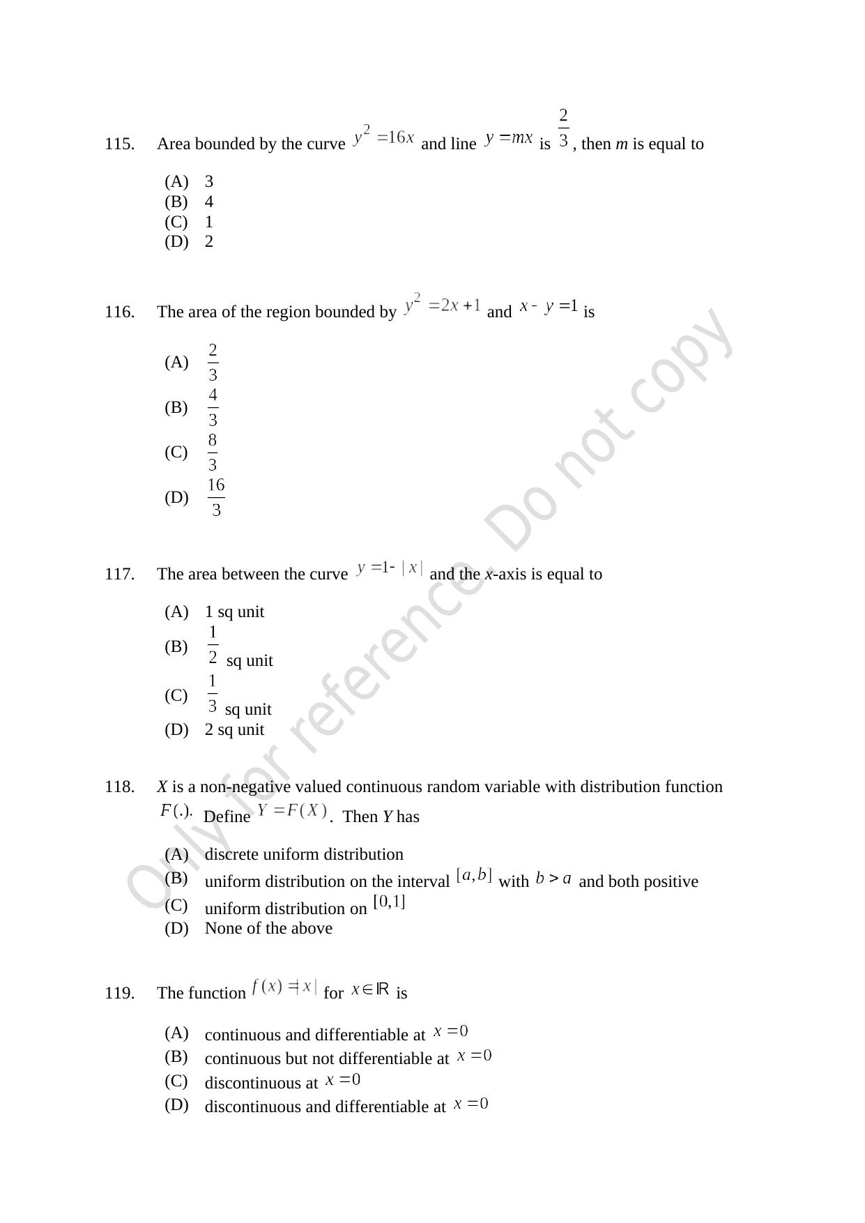 CUSAT CAT 2021 Mathematics PG Question Paper - Page 26
