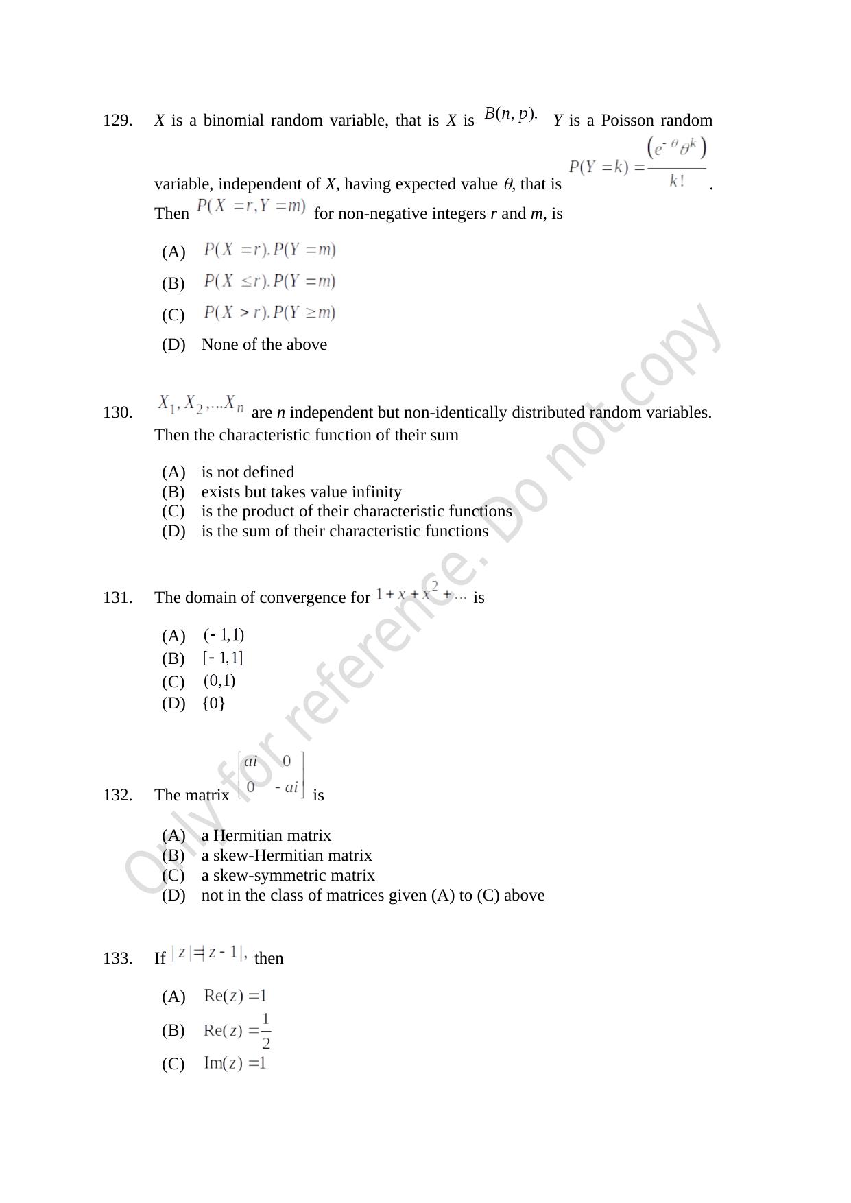CUSAT CAT 2021 Mathematics PG Question Paper - Page 30