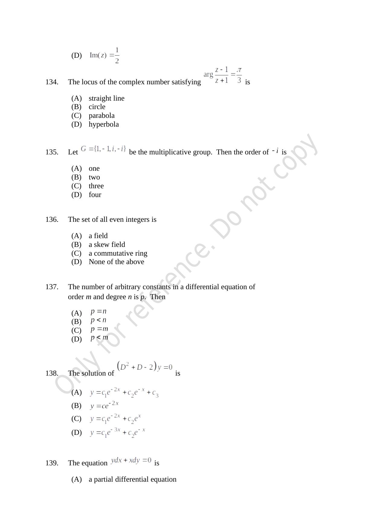 CUSAT CAT 2021 Mathematics PG Question Paper - Page 31