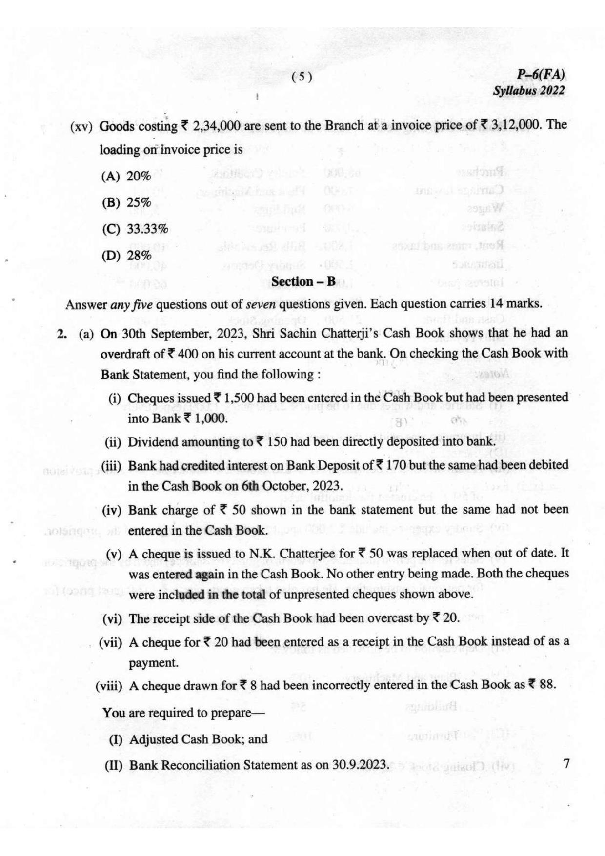 ICMAI Intermediate December 2023 Question Paper - Financial Accounting - Page 5