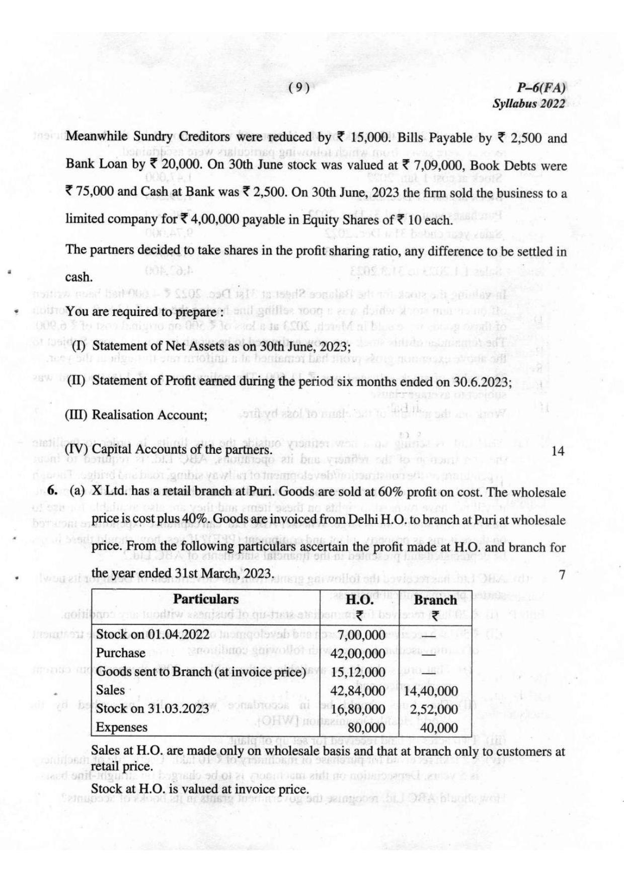 ICMAI Intermediate December 2023 Question Paper - Financial Accounting - Page 9