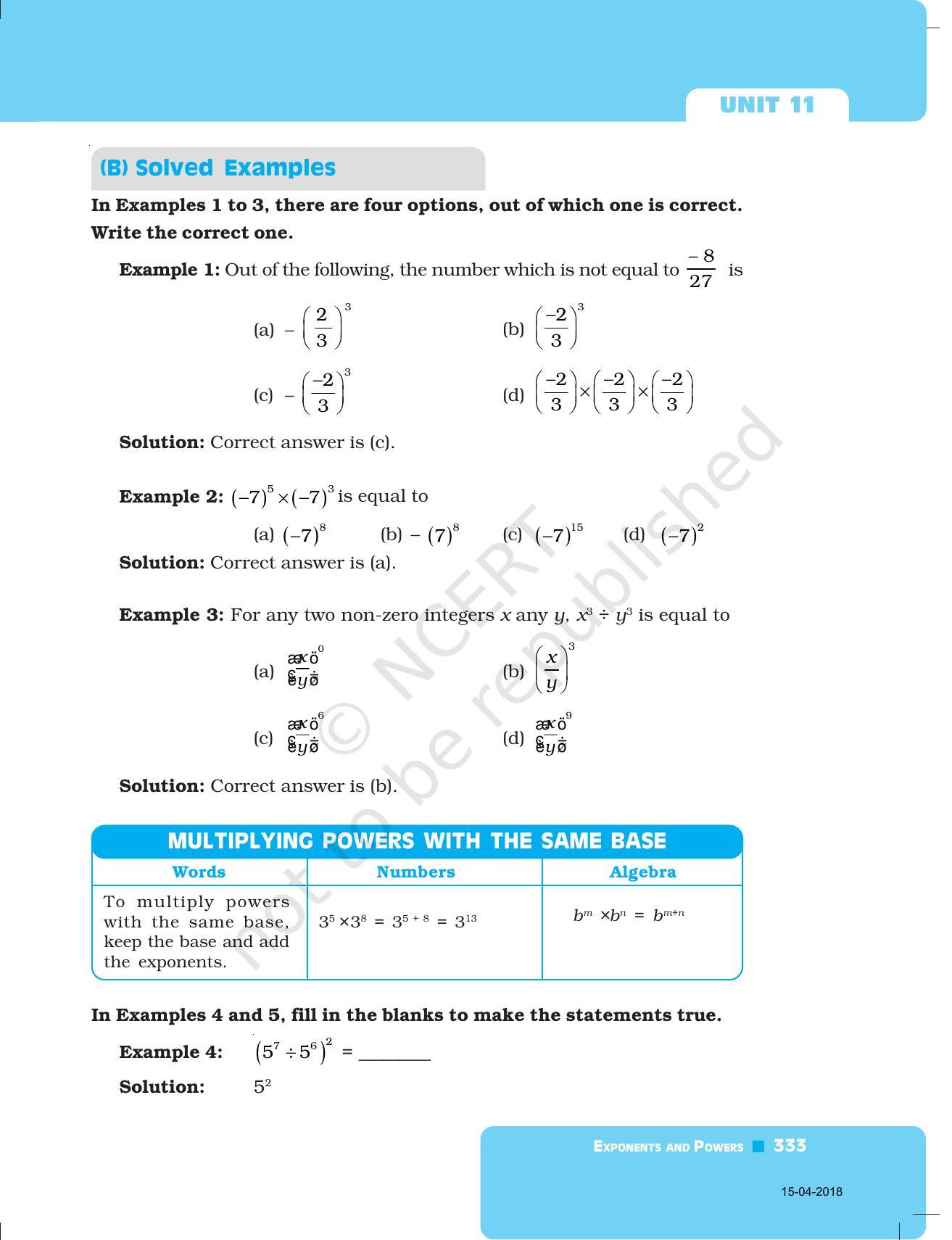 NCERT Exemplar Book for Class 7 Maths: Chapter 11- Exponents and Powers - Page 2