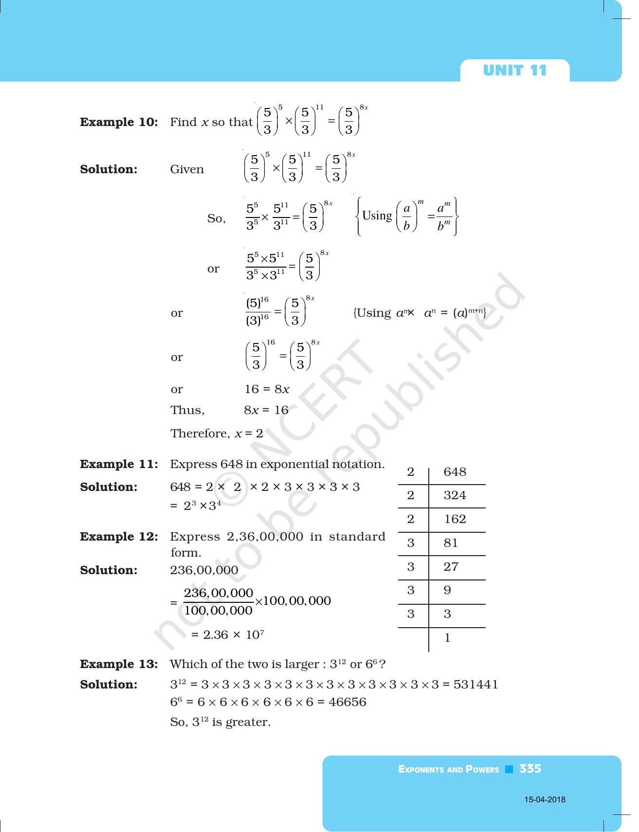 NCERT Exemplar Book for Class 7 Maths: Chapter 11- Exponents and Powers - Page 4