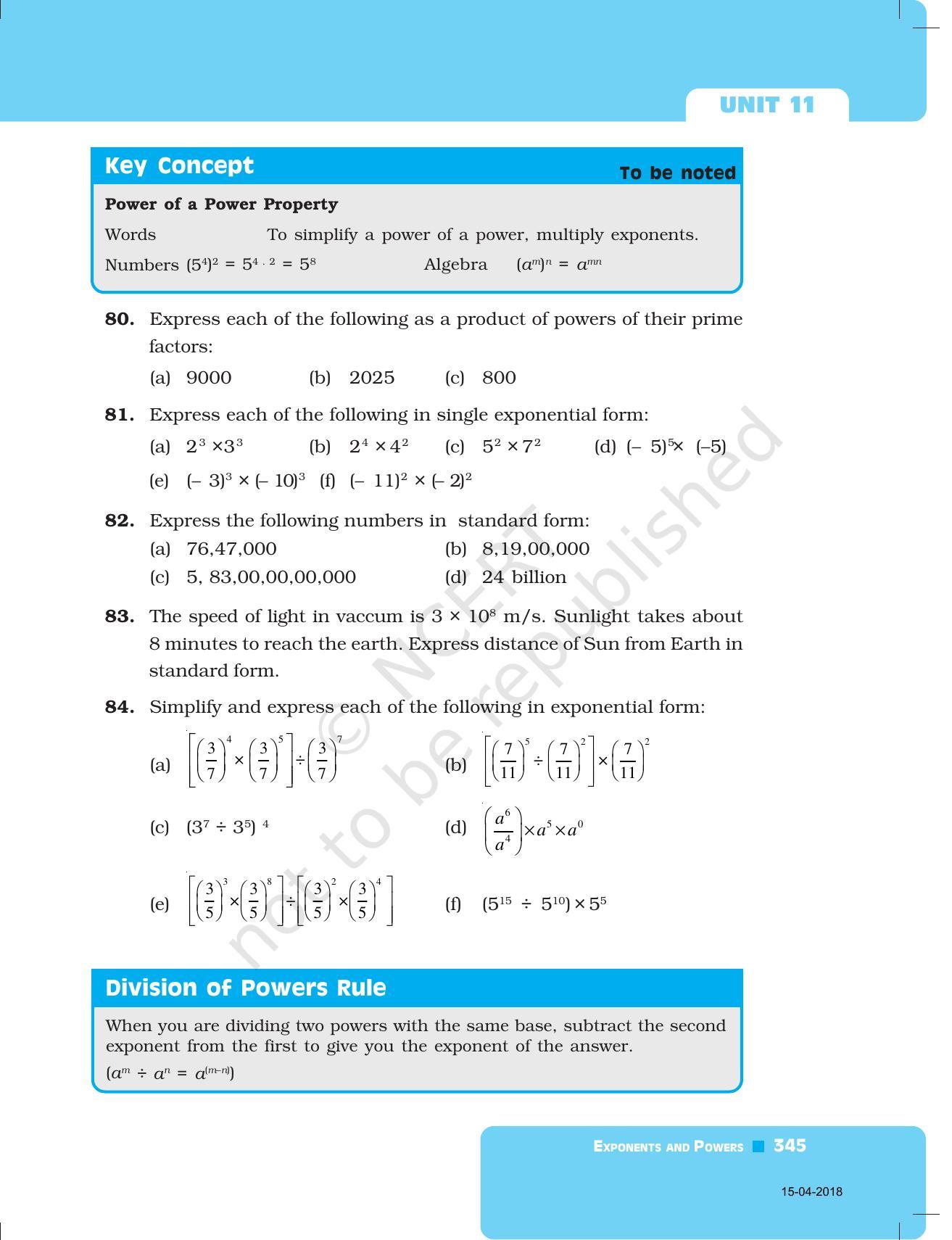 NCERT Exemplar Book for Class 7 Maths: Chapter 11- Exponents and Powers - Page 14