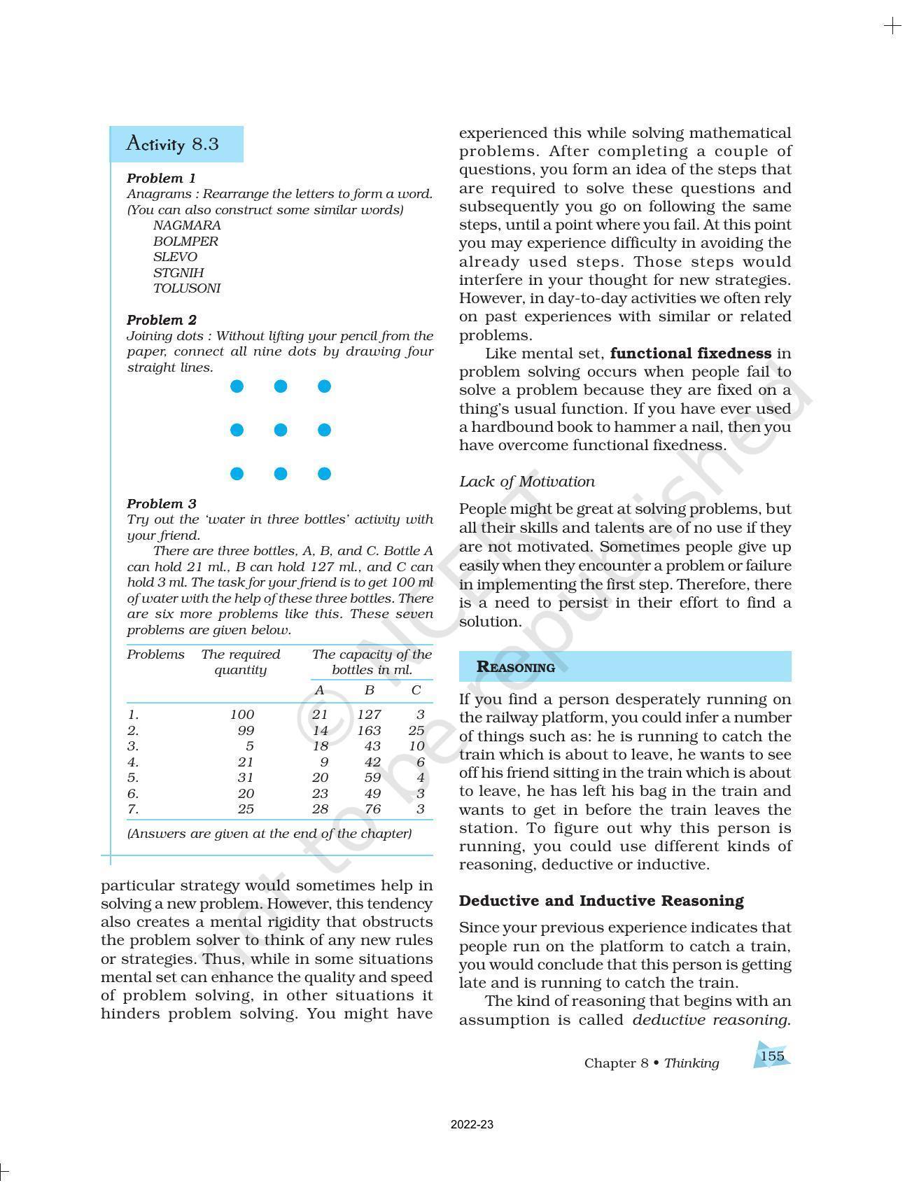 Ncert Book For Class 11 Psychology Chapter 8 Thinking