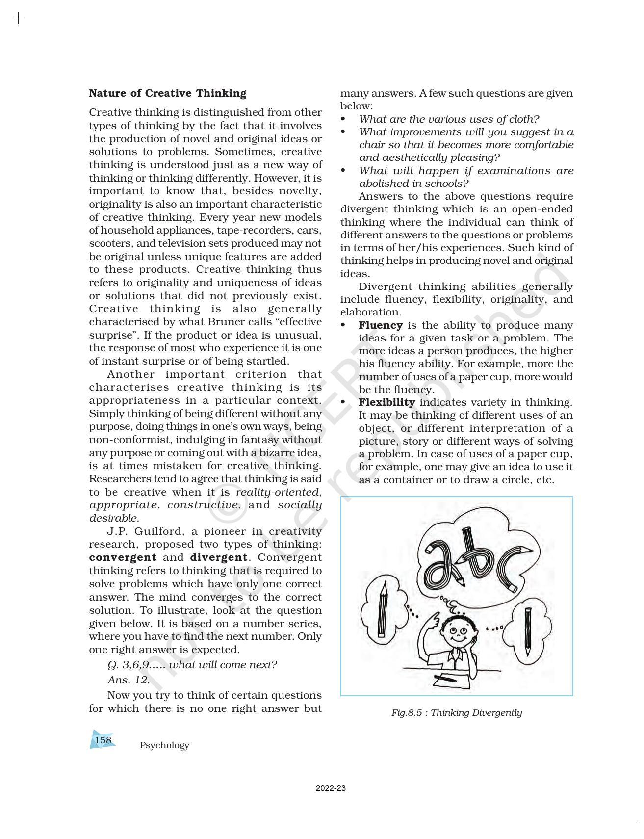 Ncert Book For Class 11 Psychology Chapter 8 Thinking