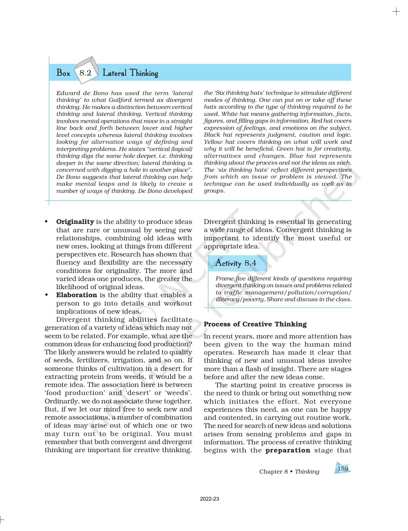 Ncert Book For Class 11 Psychology Chapter 8 Thinking