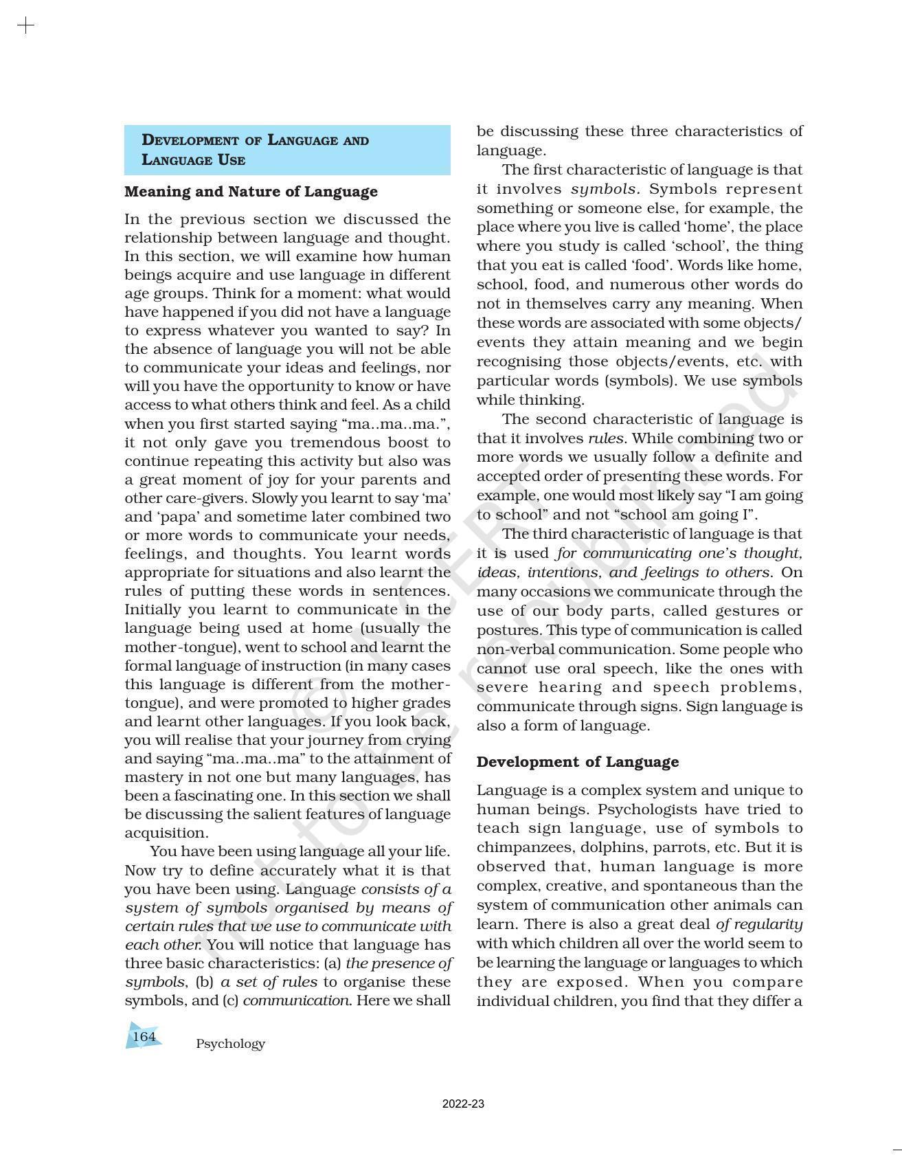 Ncert Book For Class 11 Psychology Chapter 8 Thinking