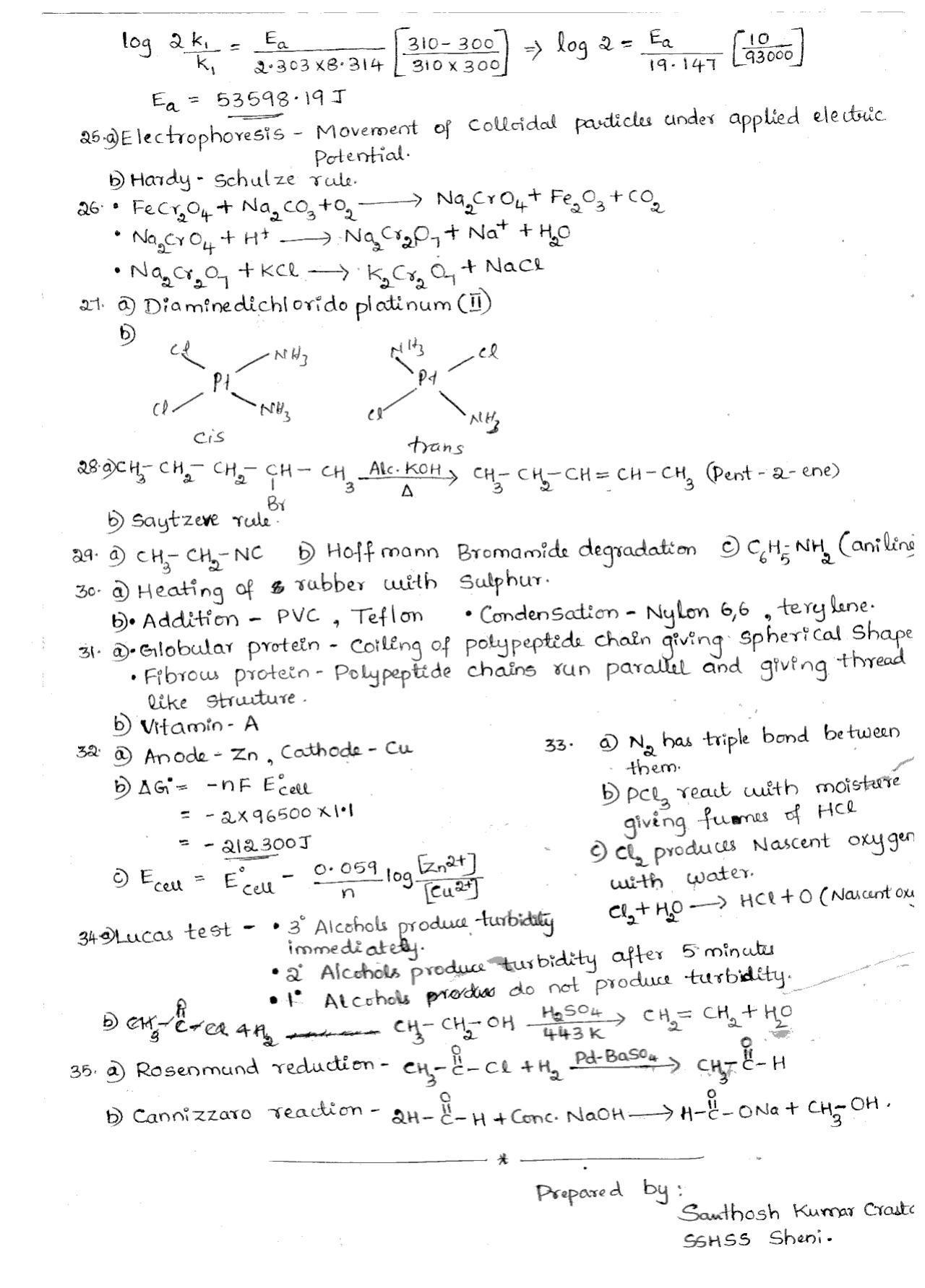 Kerala Plus Two 2020 Chemistry Annual Answer Key - Page 2