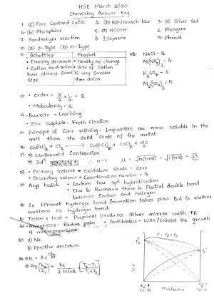 Kerala Plus Two 2020 Chemistry Annual Answer Key