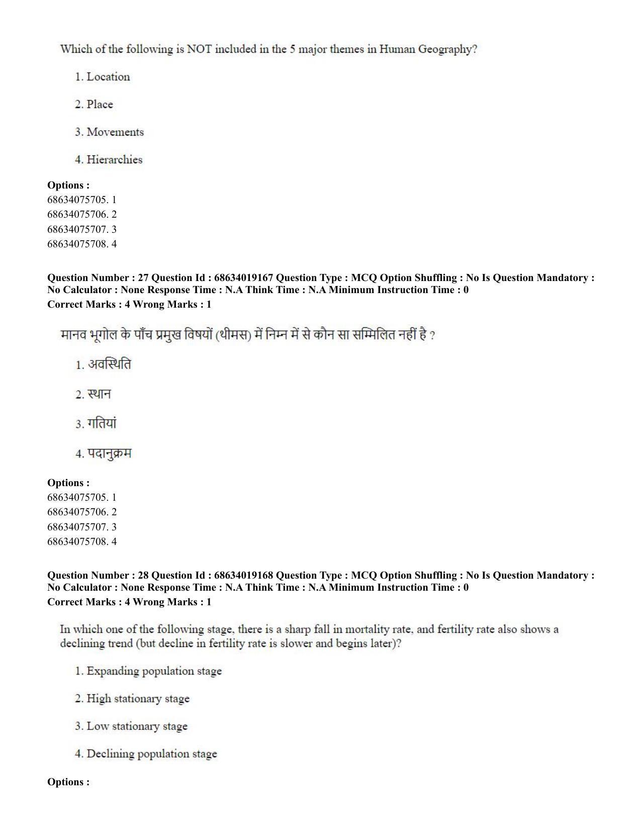 CUET PG 2023: COQP02 – Applied Geography and Geoinformatics(HINDI) - Shift 2 (13-06-2023) Question Paper  - Page 29