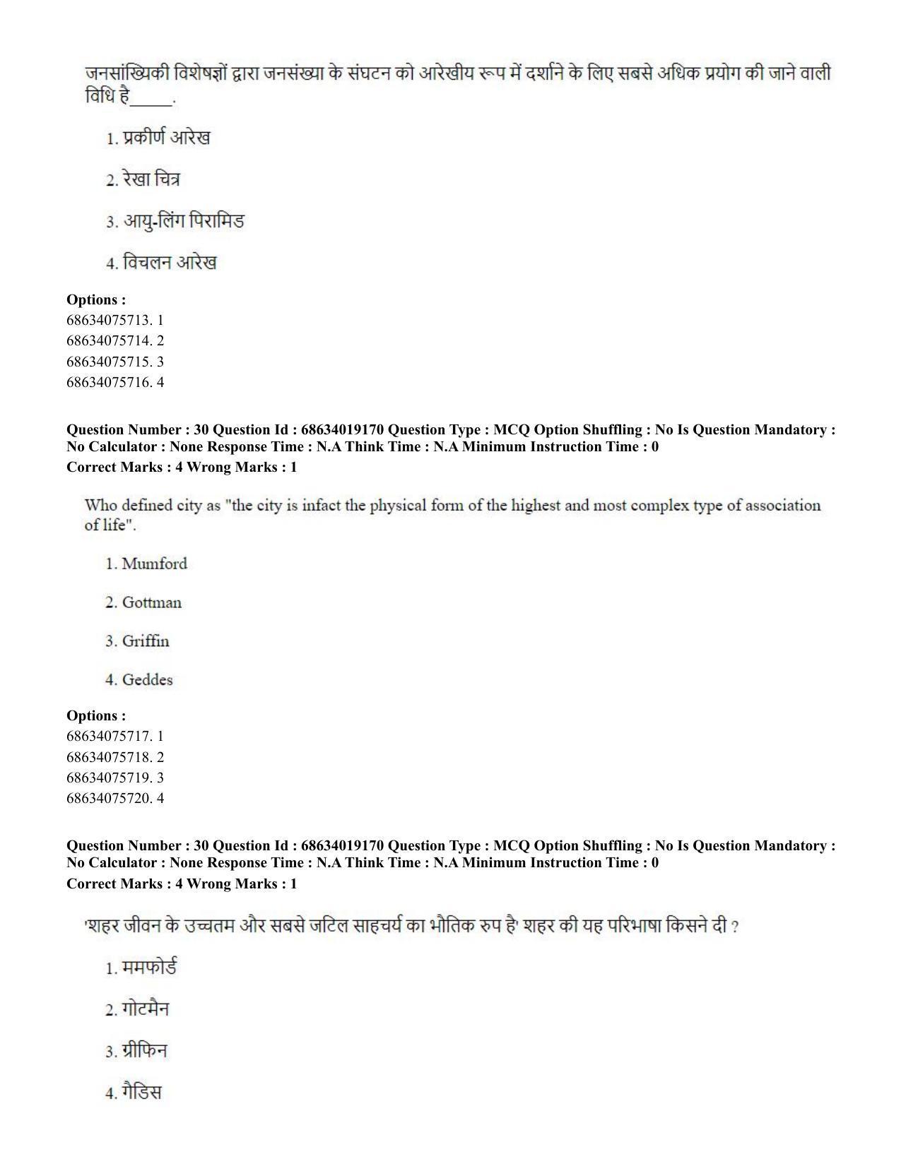 CUET PG 2023: COQP02 – Applied Geography and Geoinformatics(HINDI) - Shift 2 (13-06-2023) Question Paper  - Page 31