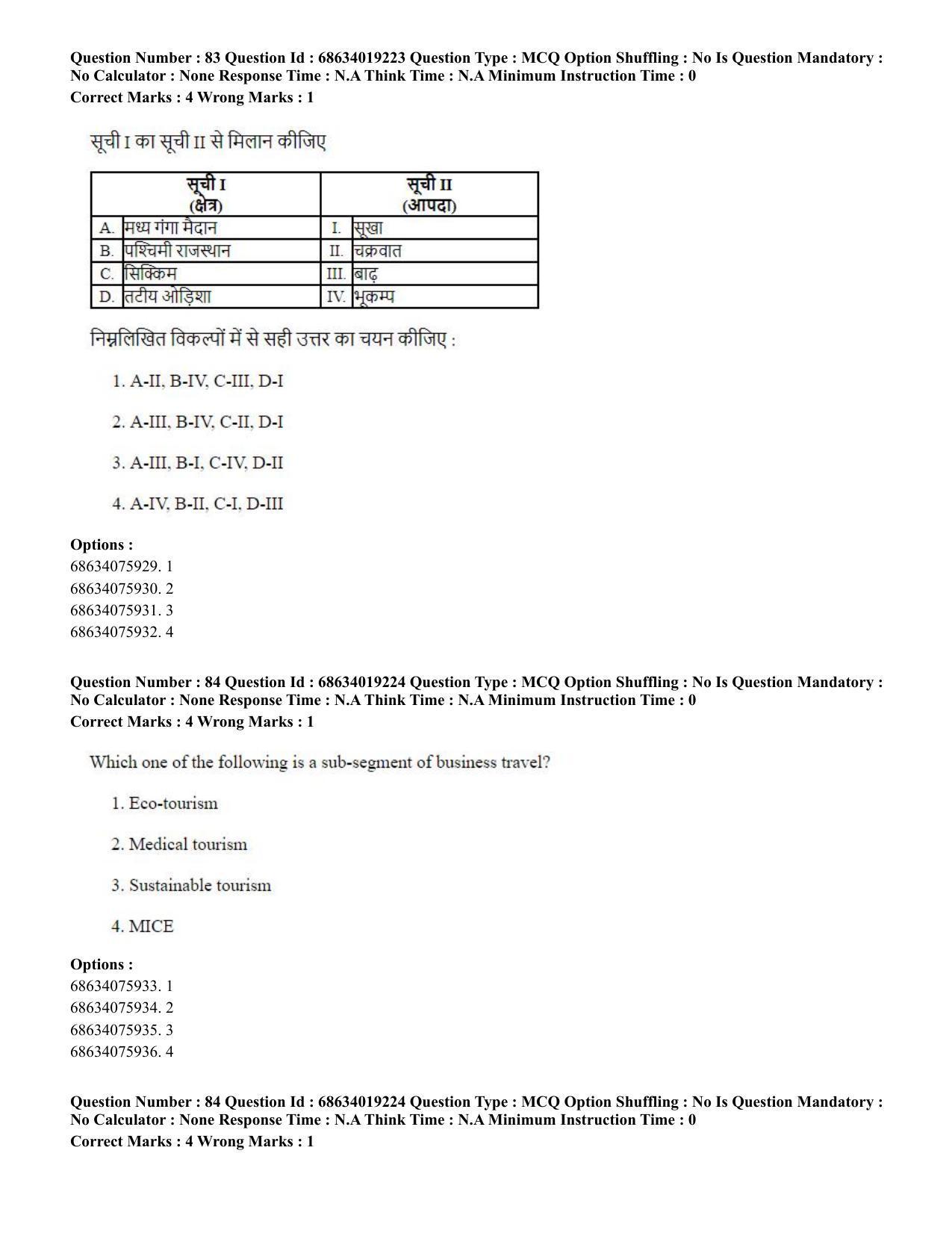 CUET PG 2023: COQP02 – Applied Geography and Geoinformatics(HINDI) - Shift 2 (13-06-2023) Question Paper  - Page 82