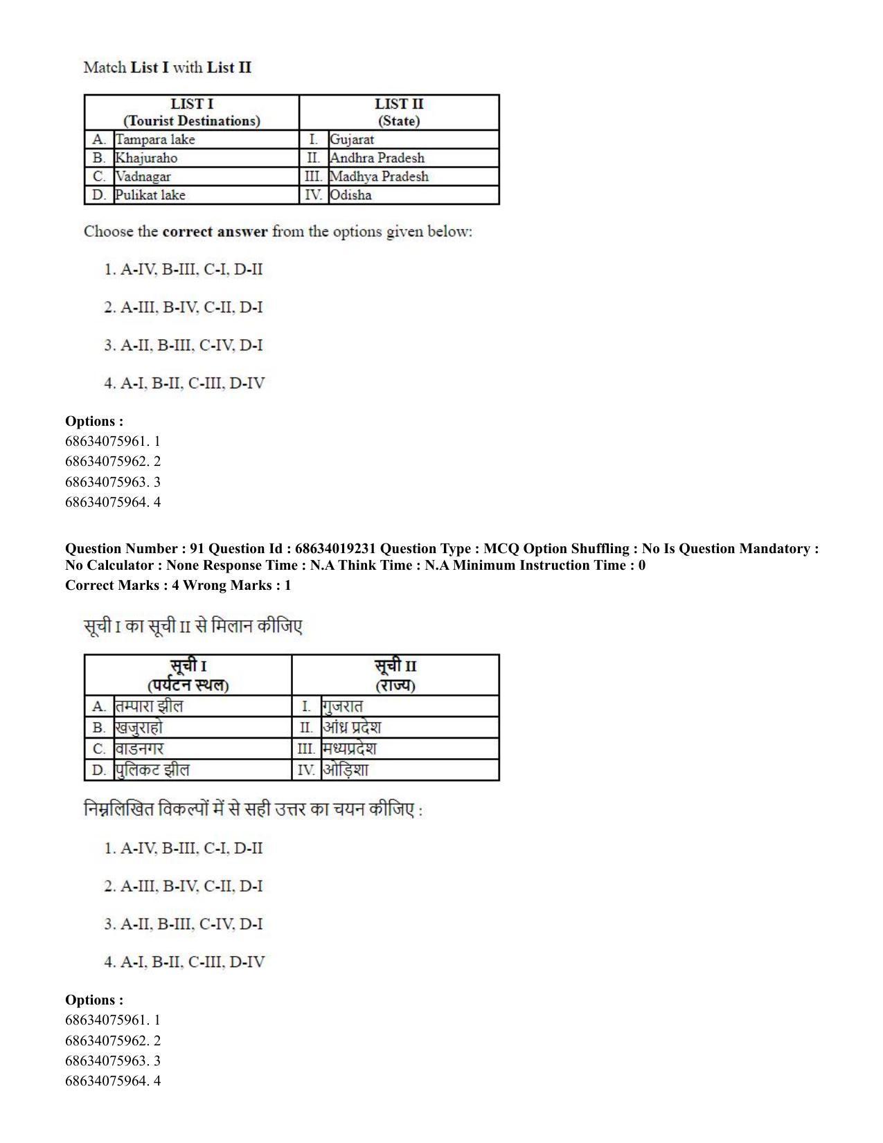 CUET PG 2023: COQP02 – Applied Geography and Geoinformatics(HINDI) - Shift 2 (13-06-2023) Question Paper  - Page 89