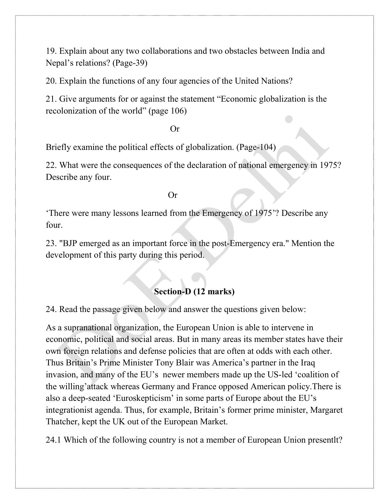 Edudel Class 12 Political Science (English) Practice Papers-1 (2023-24) - Page 6