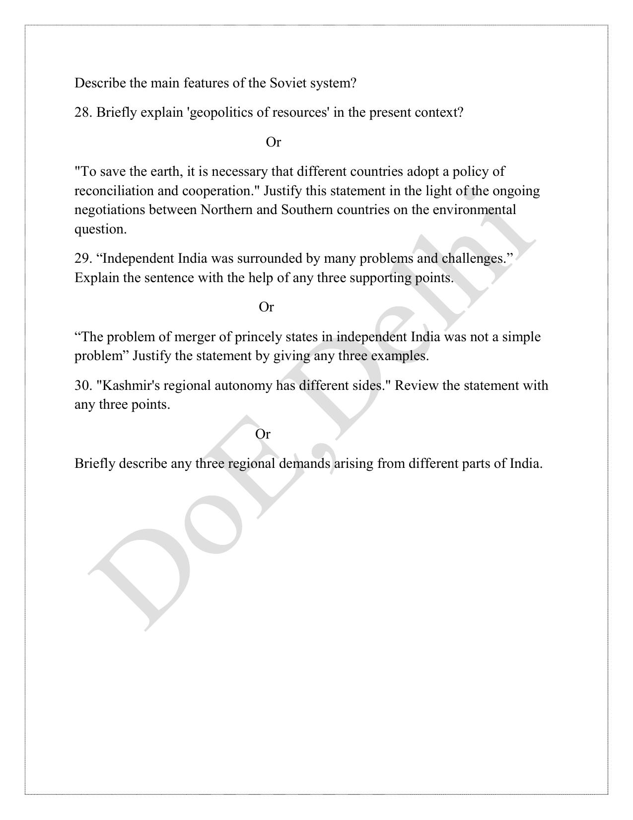 Edudel Class 12 Political Science (English) Practice Papers-1 (2023-24) - Page 11