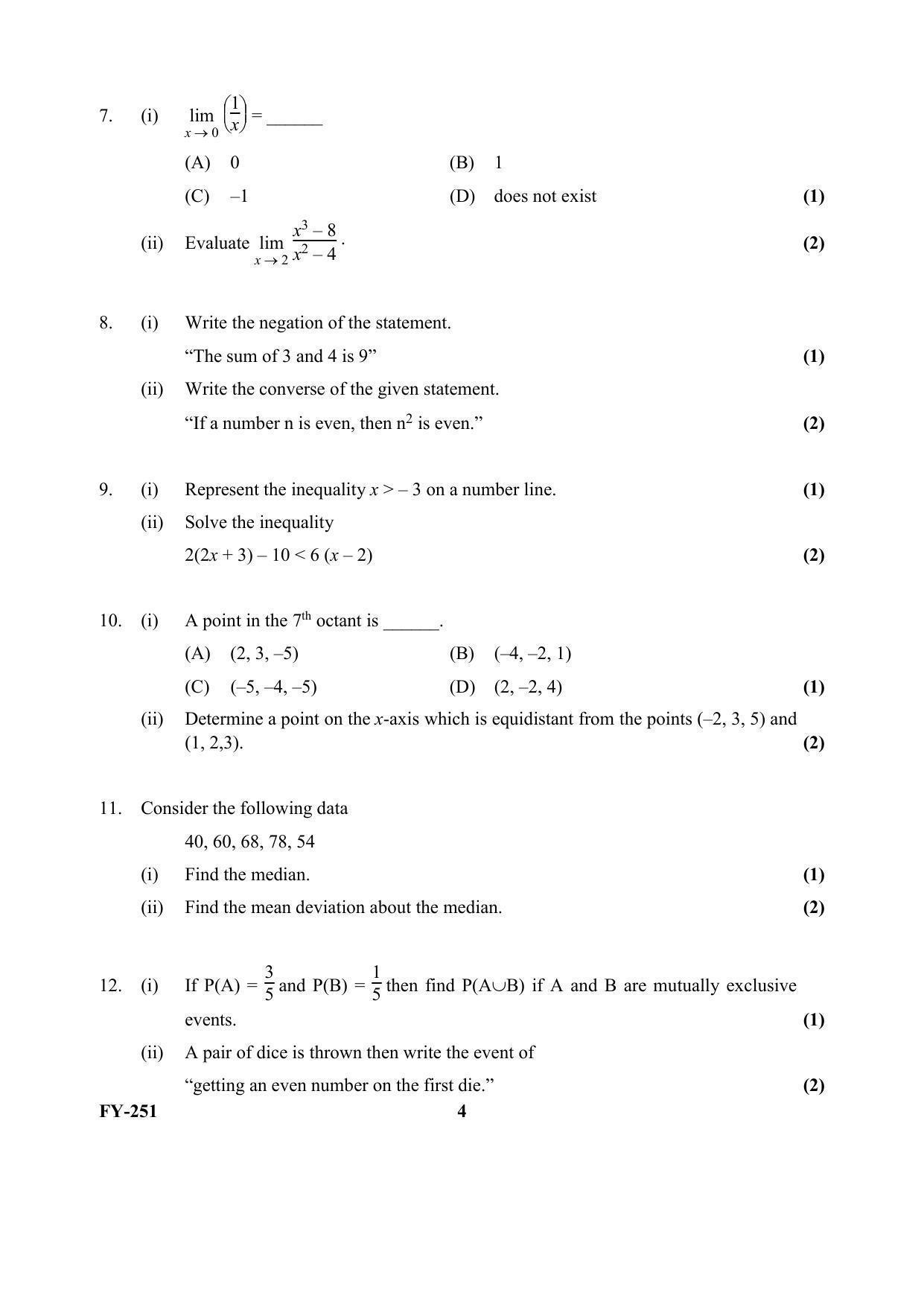 Kerala Plus One (Class 11th) Mathematics-Commerce (60 Score) Question Paper 2021 - Page 4