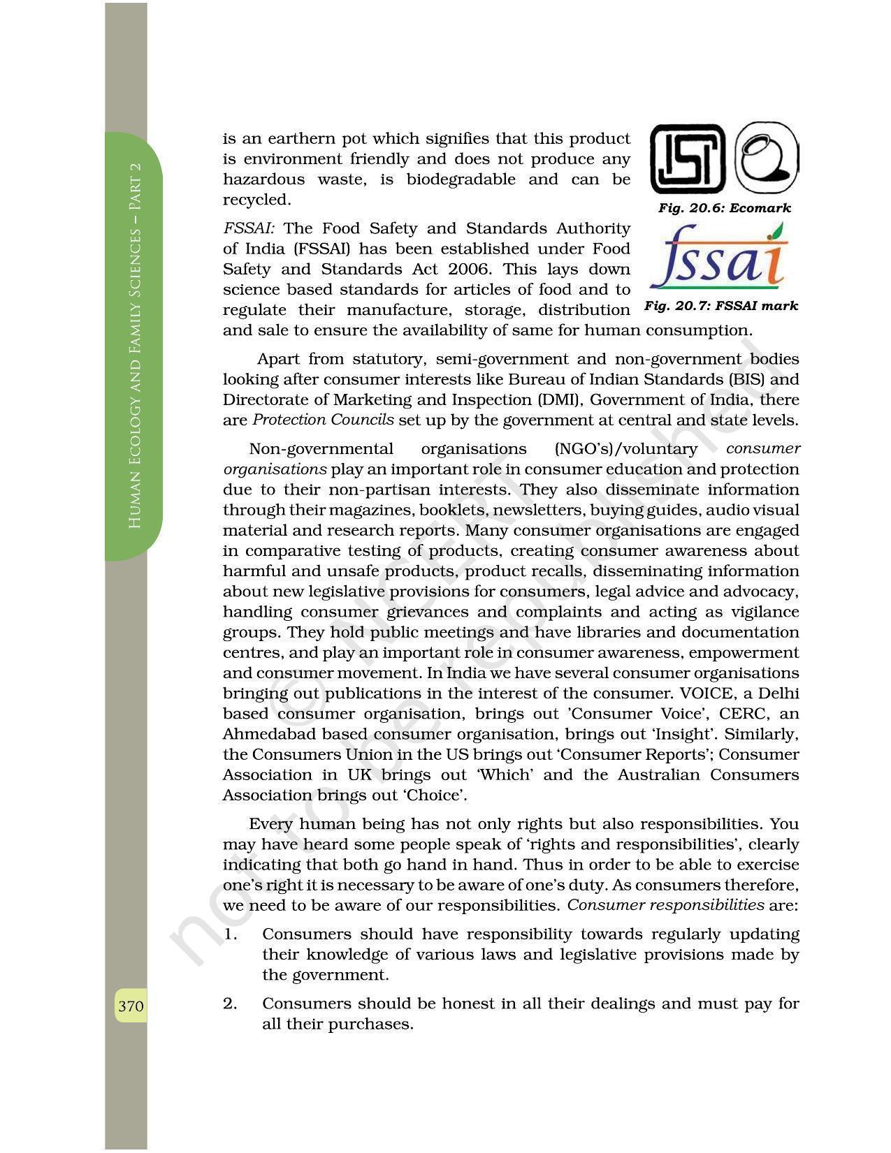 NCERT Book for Class 12 Home Science (Part -II) Chapter 20 Consumer Education and Protection - Page 10