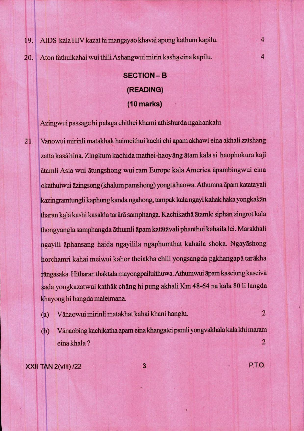 COHSEM 12th Question Papers 2022 Tangkhul (M.I.L.) - Page 3