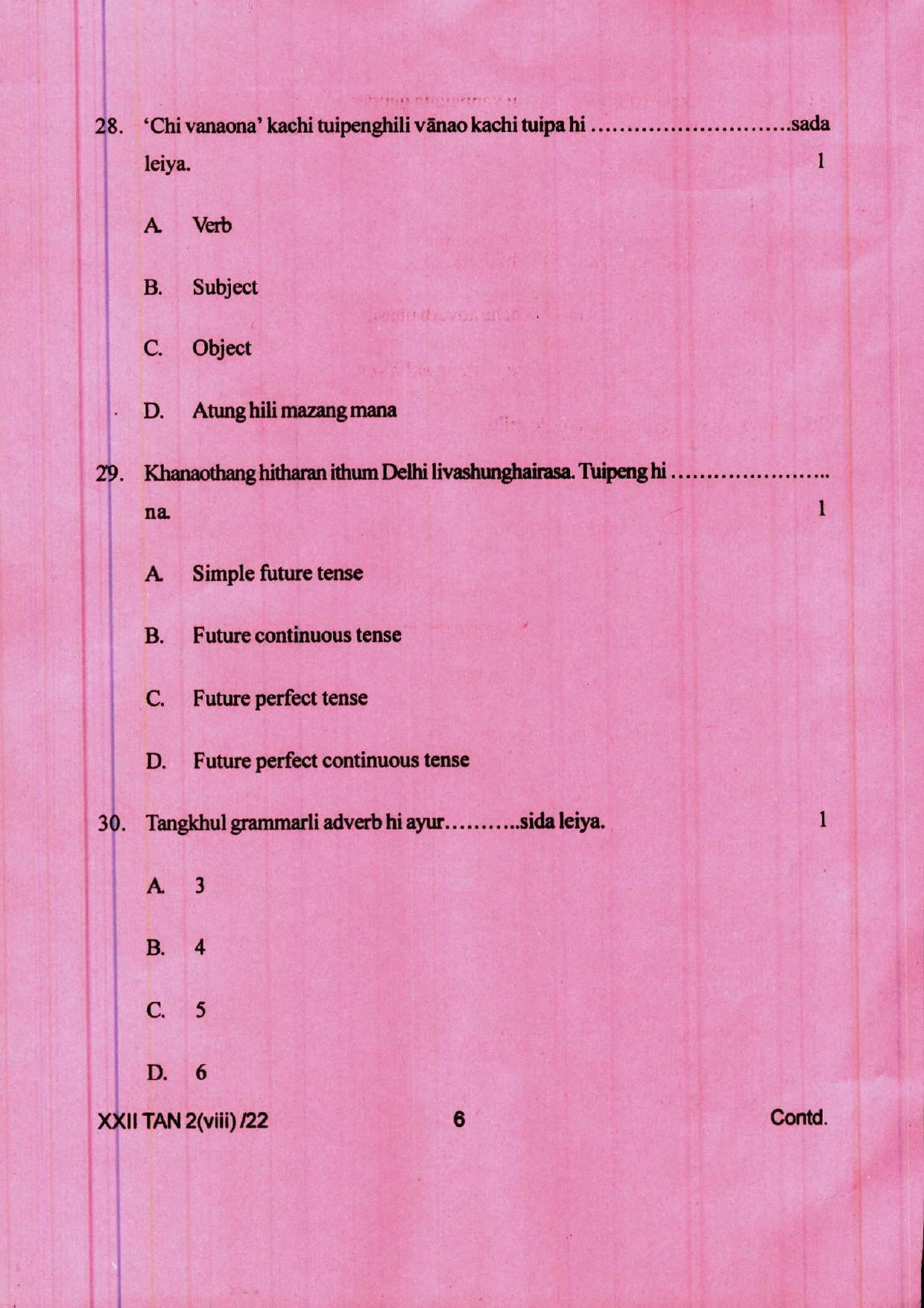 COHSEM 12th Question Papers 2022 Tangkhul (M.I.L.) - Page 6