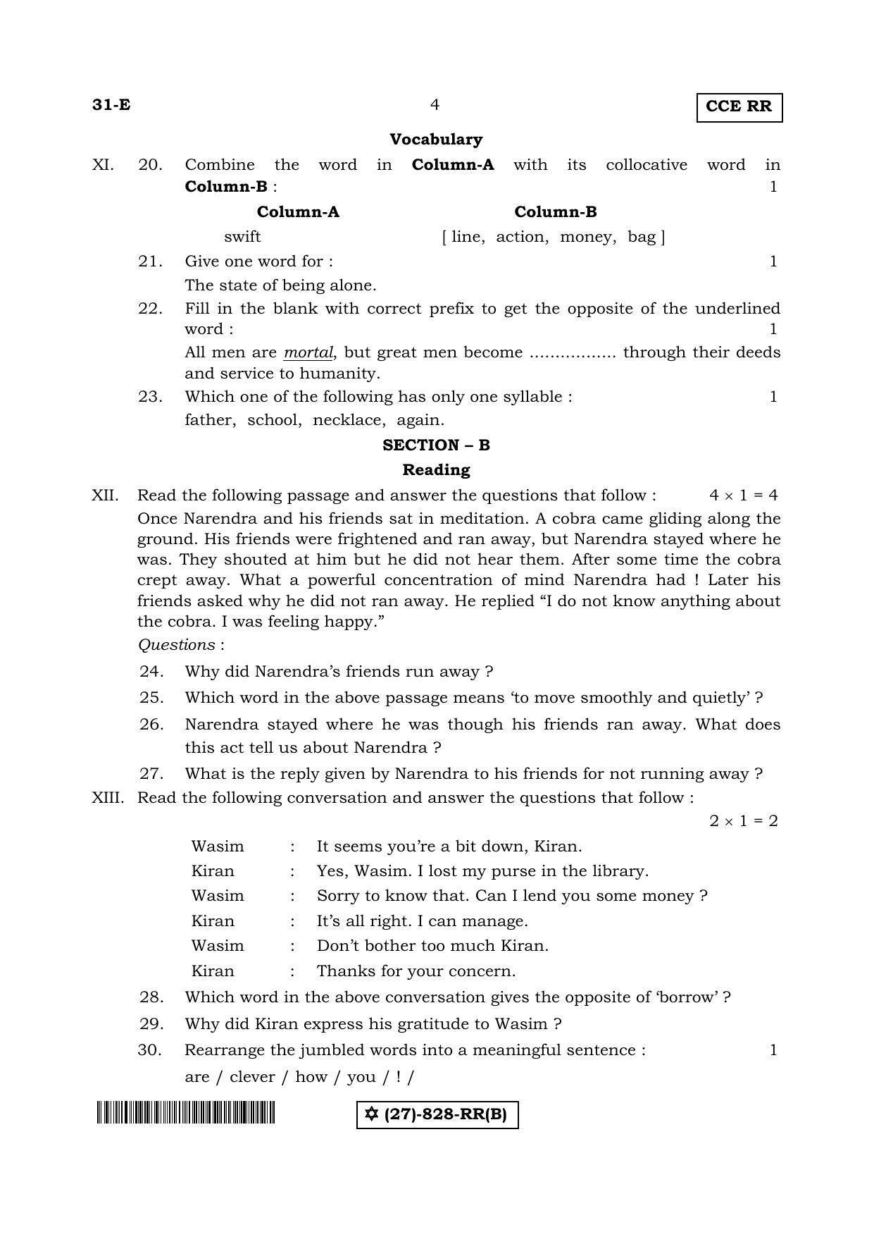 Karnataka SSLC English - Second Language - ENGLISH (31-E-(RR)-828-B_22) (Supplementary) June 2019 Question Paper - Page 4
