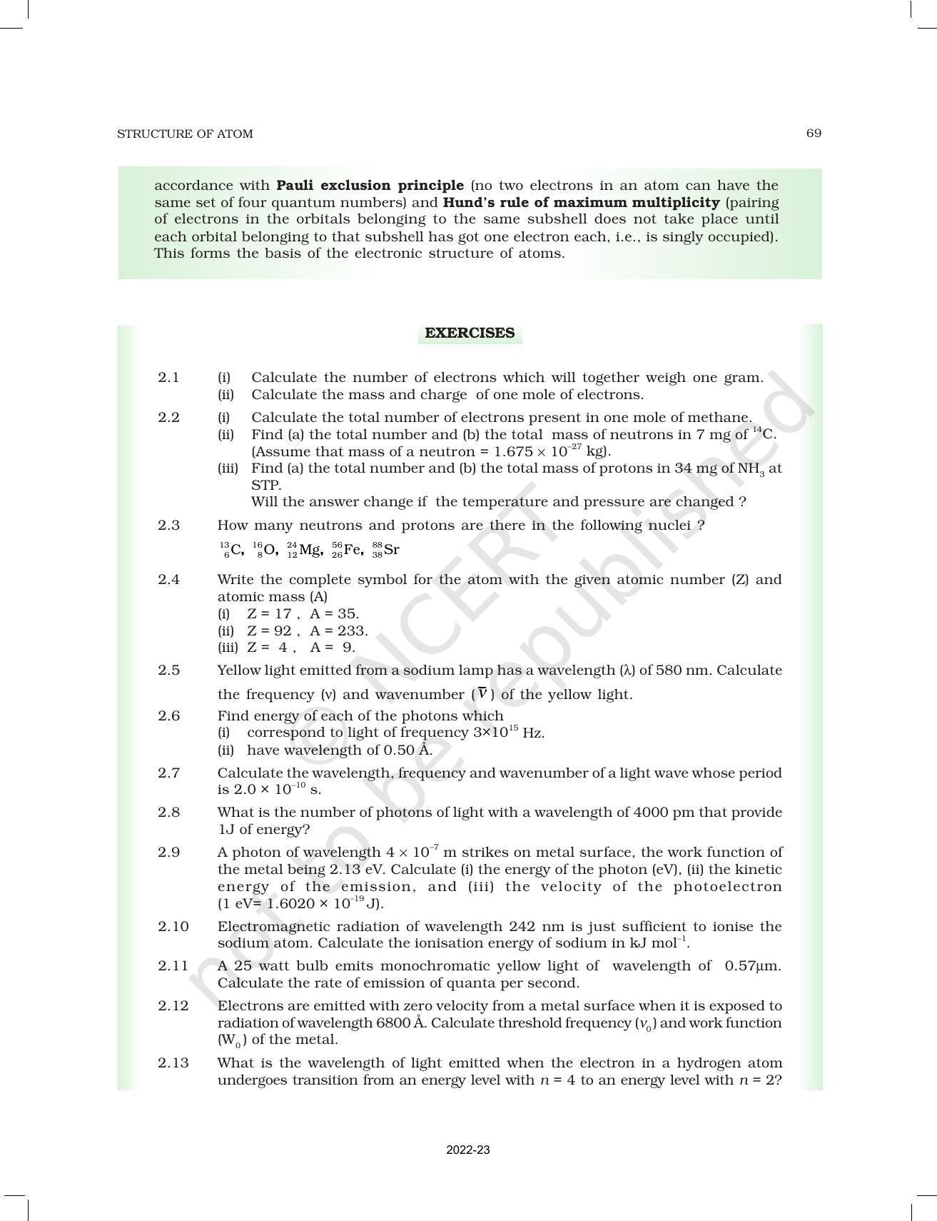 NCERT Book for Class 11 Chemistry Chapter 2 Structure of Atom - Page 41