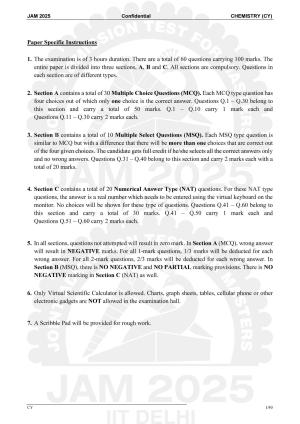 IIT JAM 2025 Chemistry (CY) Question Paper