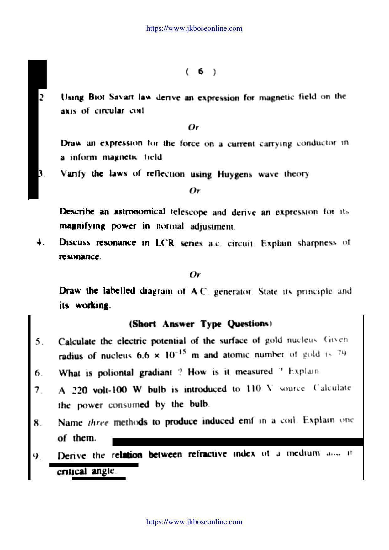 JKBOSE Class 12 Physics 2401 Question Papers 2020 - Page 2