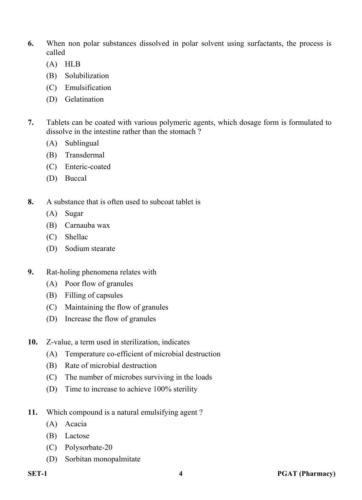 OJEE PGAT 2013 Pharmacy Set 1 Question Paper - Page 3