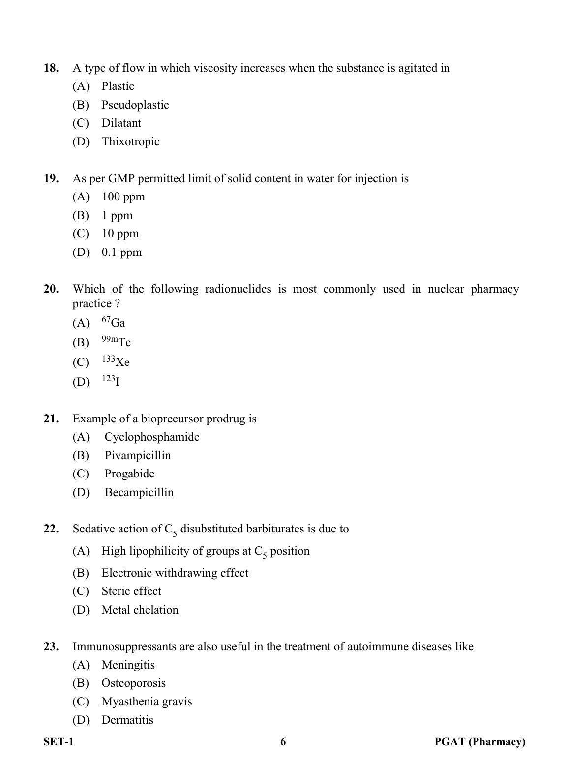 OJEE PGAT 2013 Pharmacy Set 1 Question Paper - Page 5