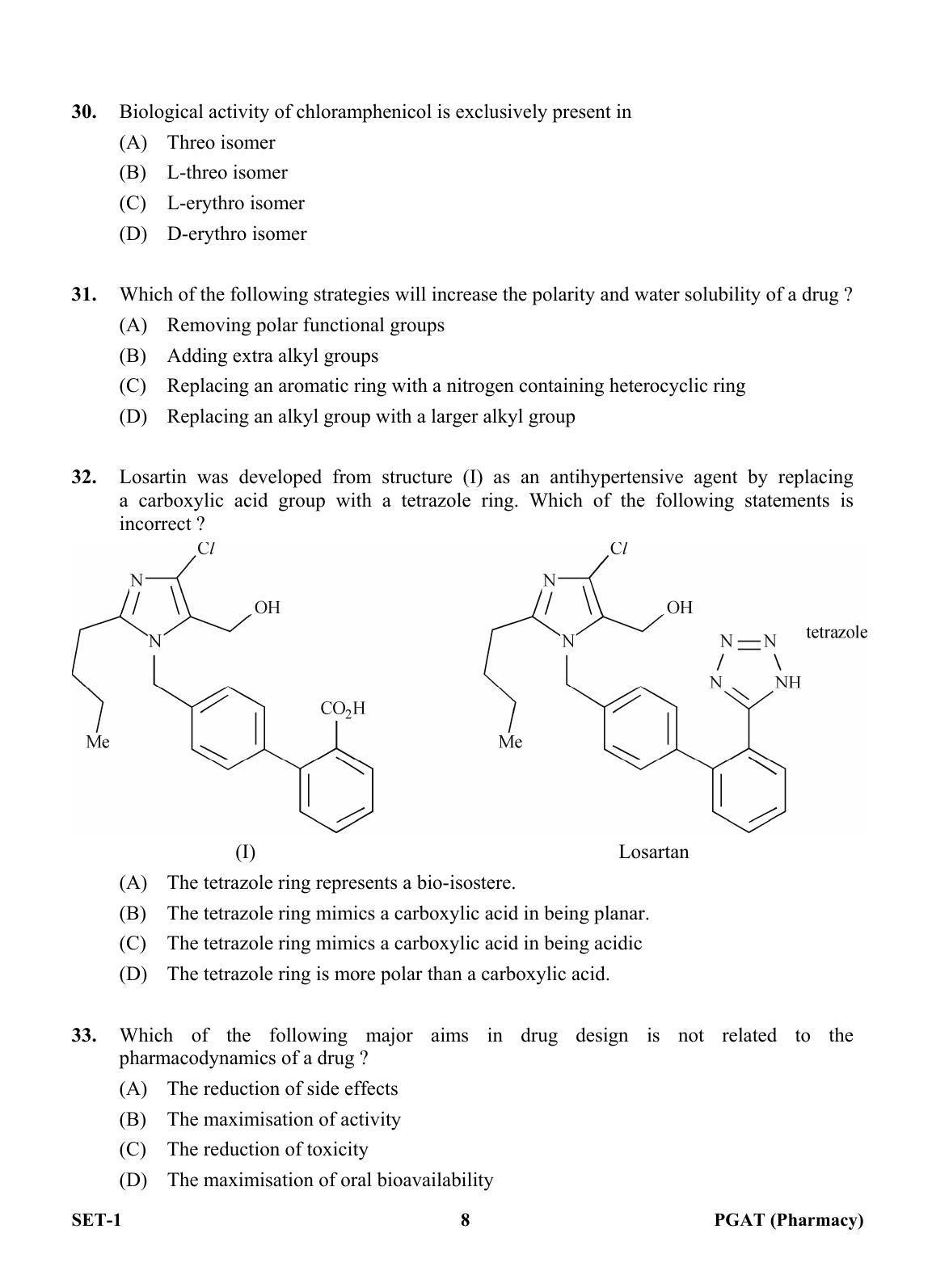 OJEE PGAT 2013 Pharmacy Set 1 Question Paper - Page 7