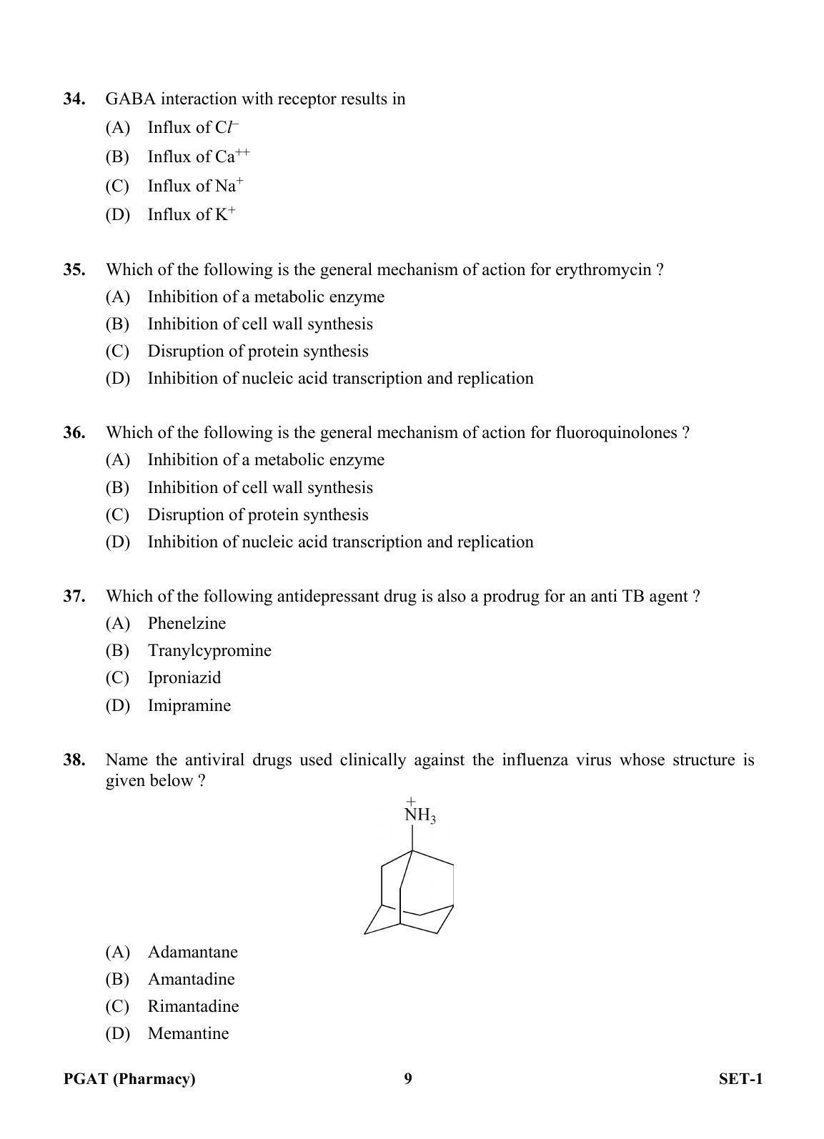 OJEE PGAT 2013 Pharmacy Set 1 Question Paper - Page 8