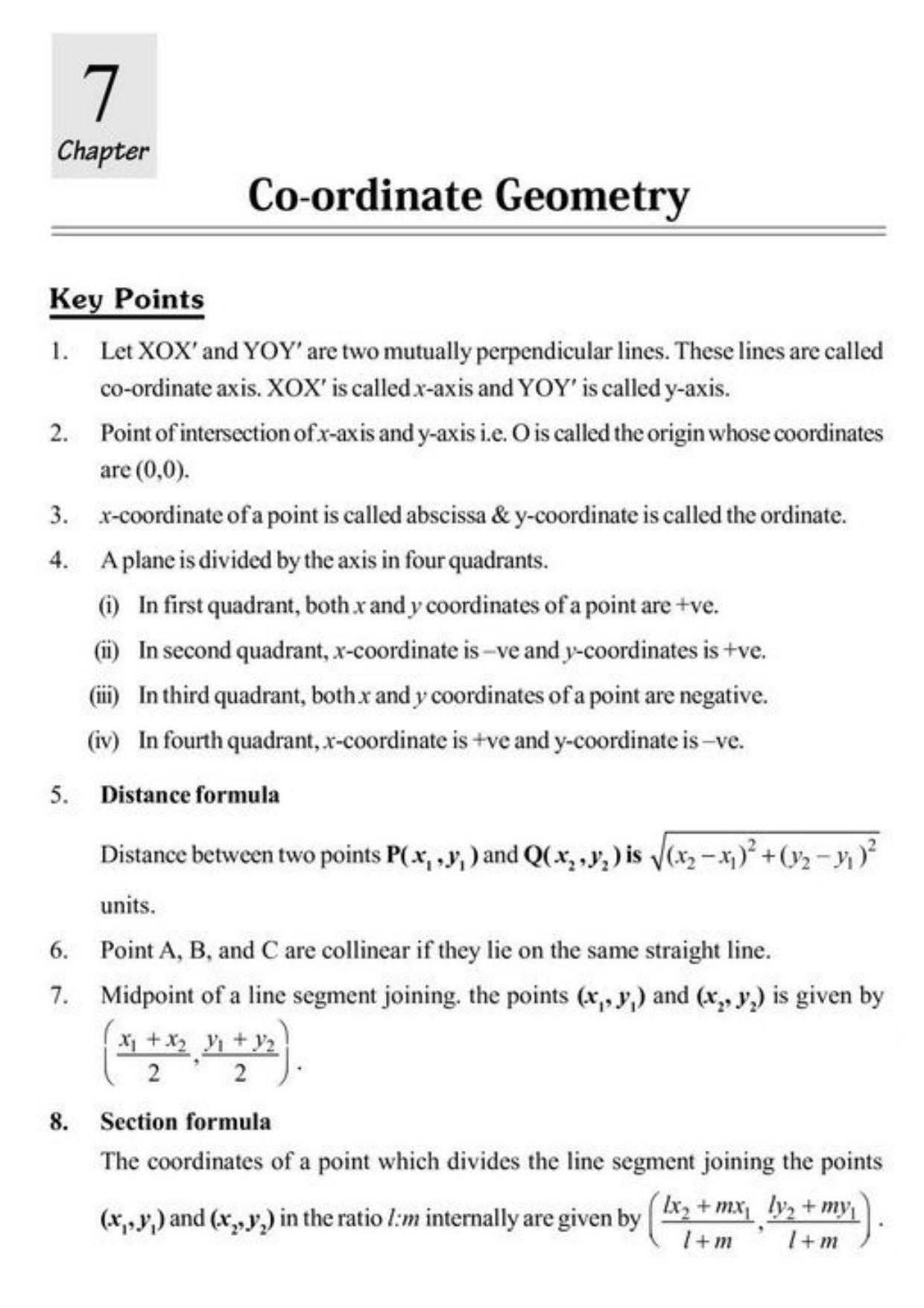 Class 10 Notes, Question & Practice Paper - Mathematics (Topic 7 : Co-ordinate Geometry) - Page 2