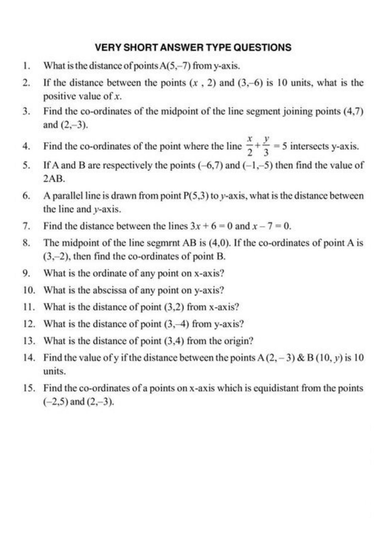 Class 10 Notes, Question & Practice Paper - Mathematics (Topic 7 : Co-ordinate Geometry) - Page 5