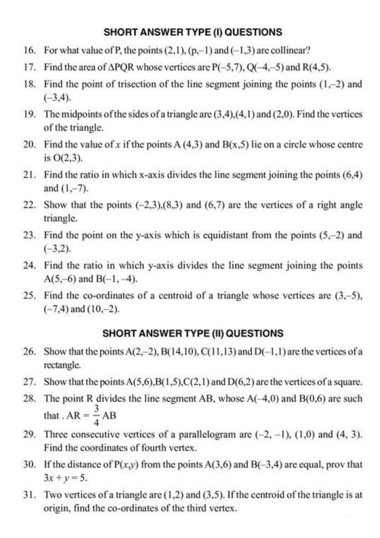 Class 10 Notes, Question & Practice Paper - Mathematics (Topic 7 : Co-ordinate Geometry) - Page 6