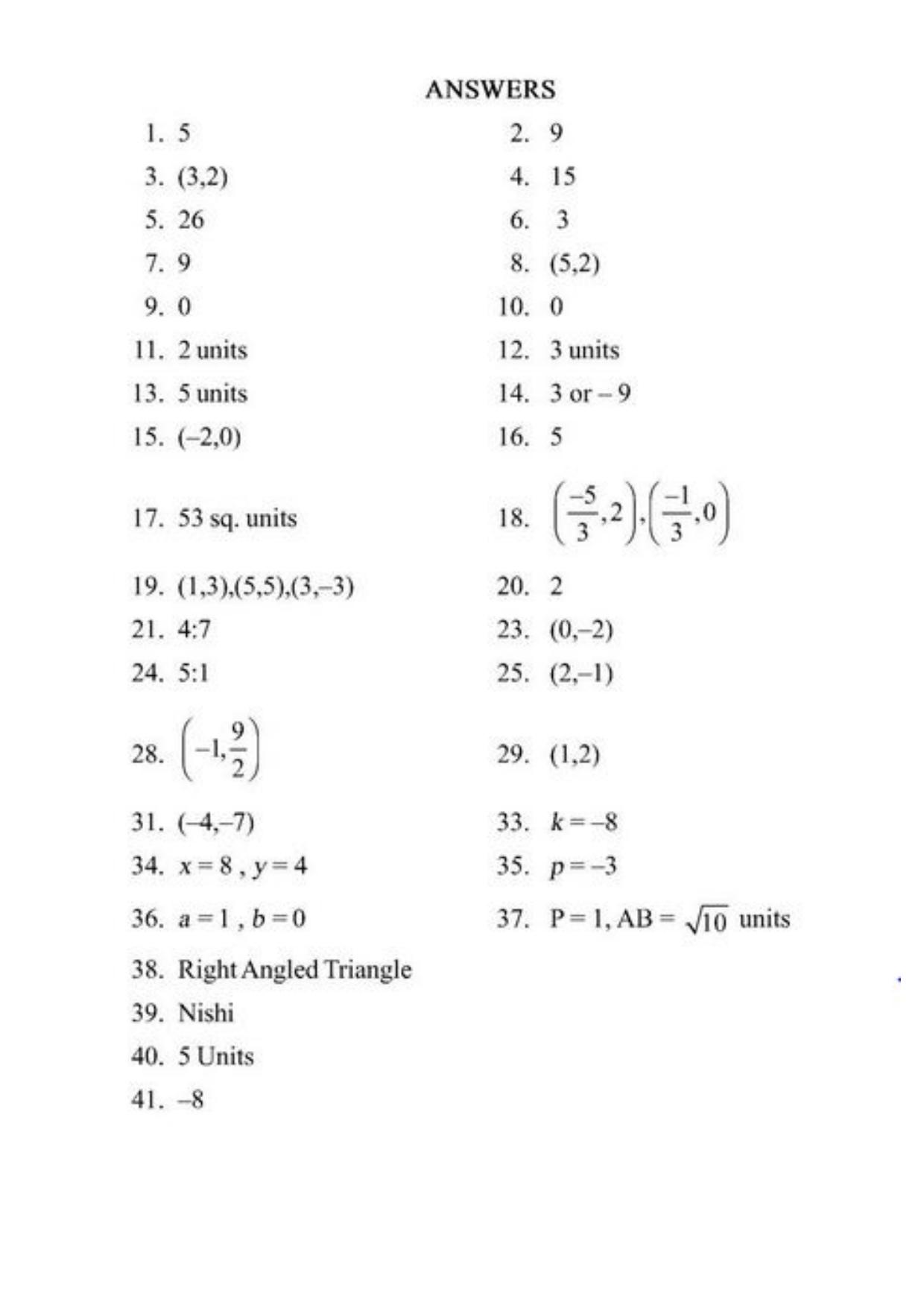 Class 10 Notes, Question & Practice Paper - Mathematics (Topic 7 : Co-ordinate Geometry) - Page 8
