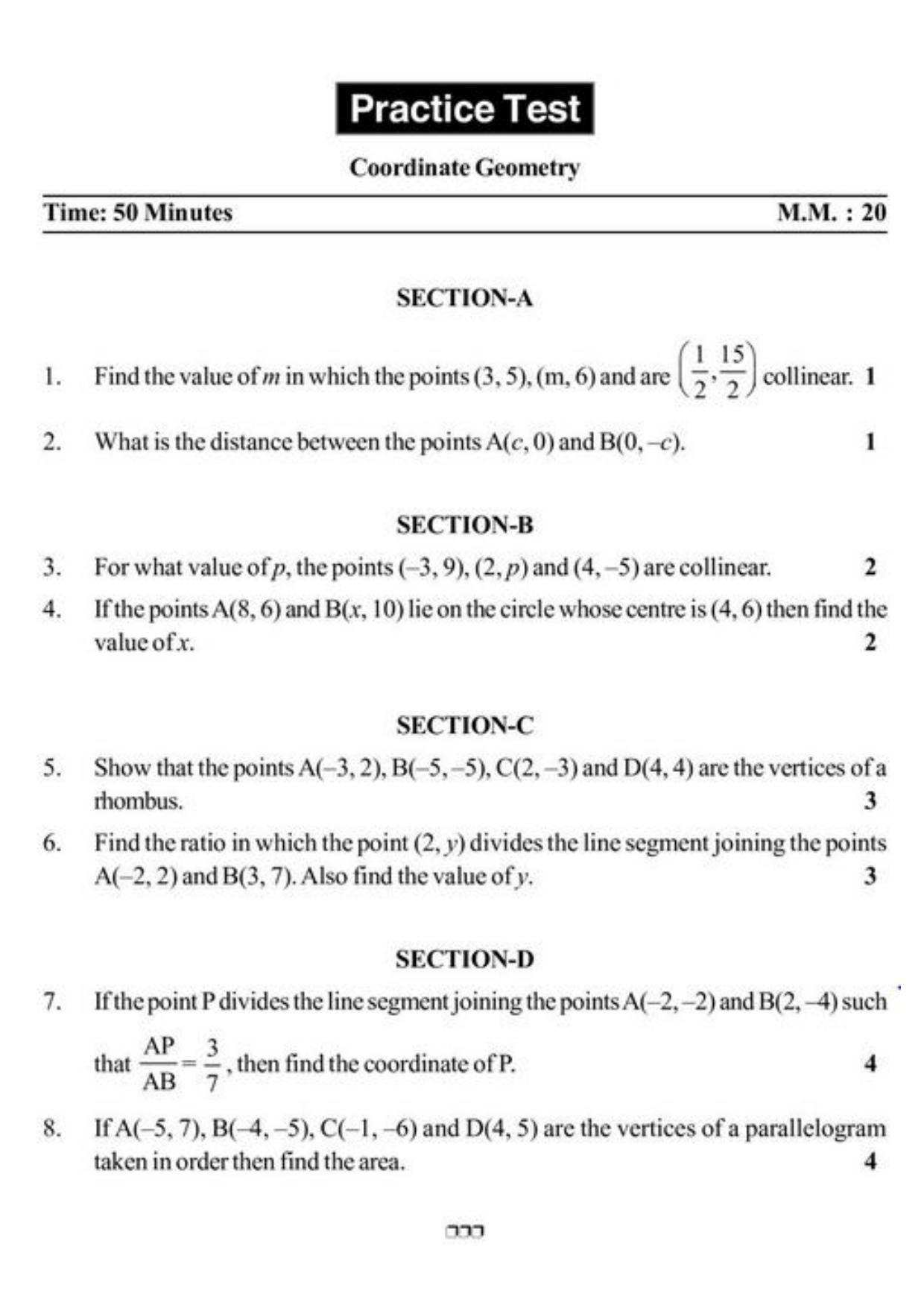Class 10 Notes, Question & Practice Paper - Mathematics (Topic 7 : Co-ordinate Geometry) - Page 9