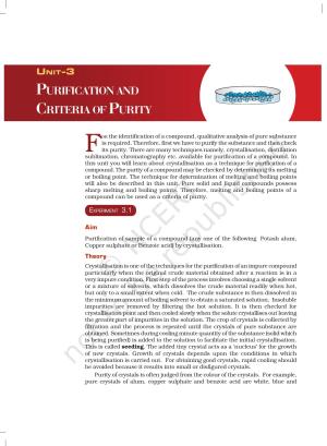 NCERT Laboratory Manuals for Class XI Chemistry - Unit 3 Purification and Criteria of Purity