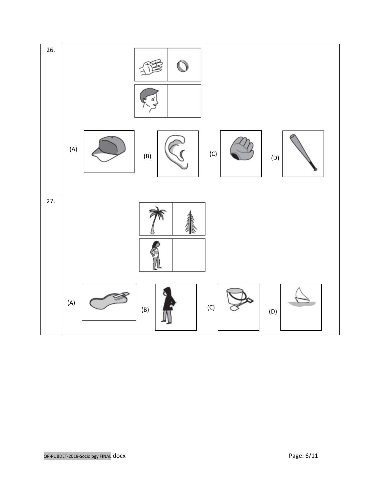 PUBDET 2018 Sociology Question Paper - Page 6