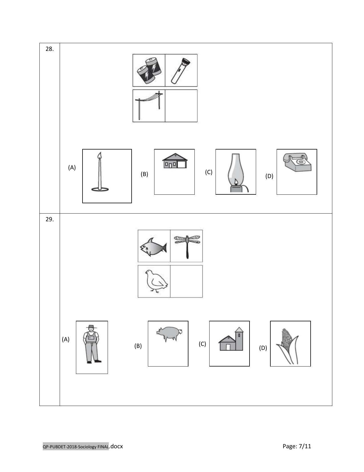 PUBDET 2018 Sociology Question Paper - Page 7