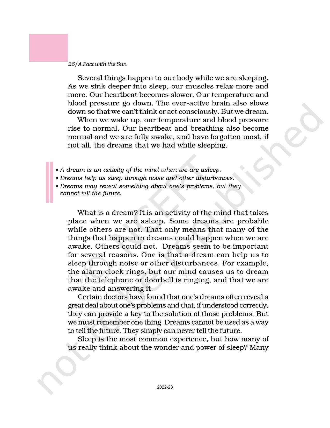 NCERT Book for Class 6 English(A Pact with the Sun) : Chapter 7-The Wonder Called Sleep - Page 2