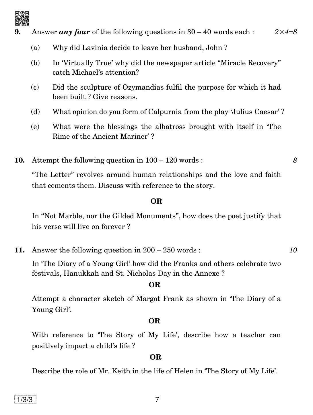 CBSE Class 10 1-3-3 ENGLISH COMMUNICATIVE 2019 Question Paper - Page 7