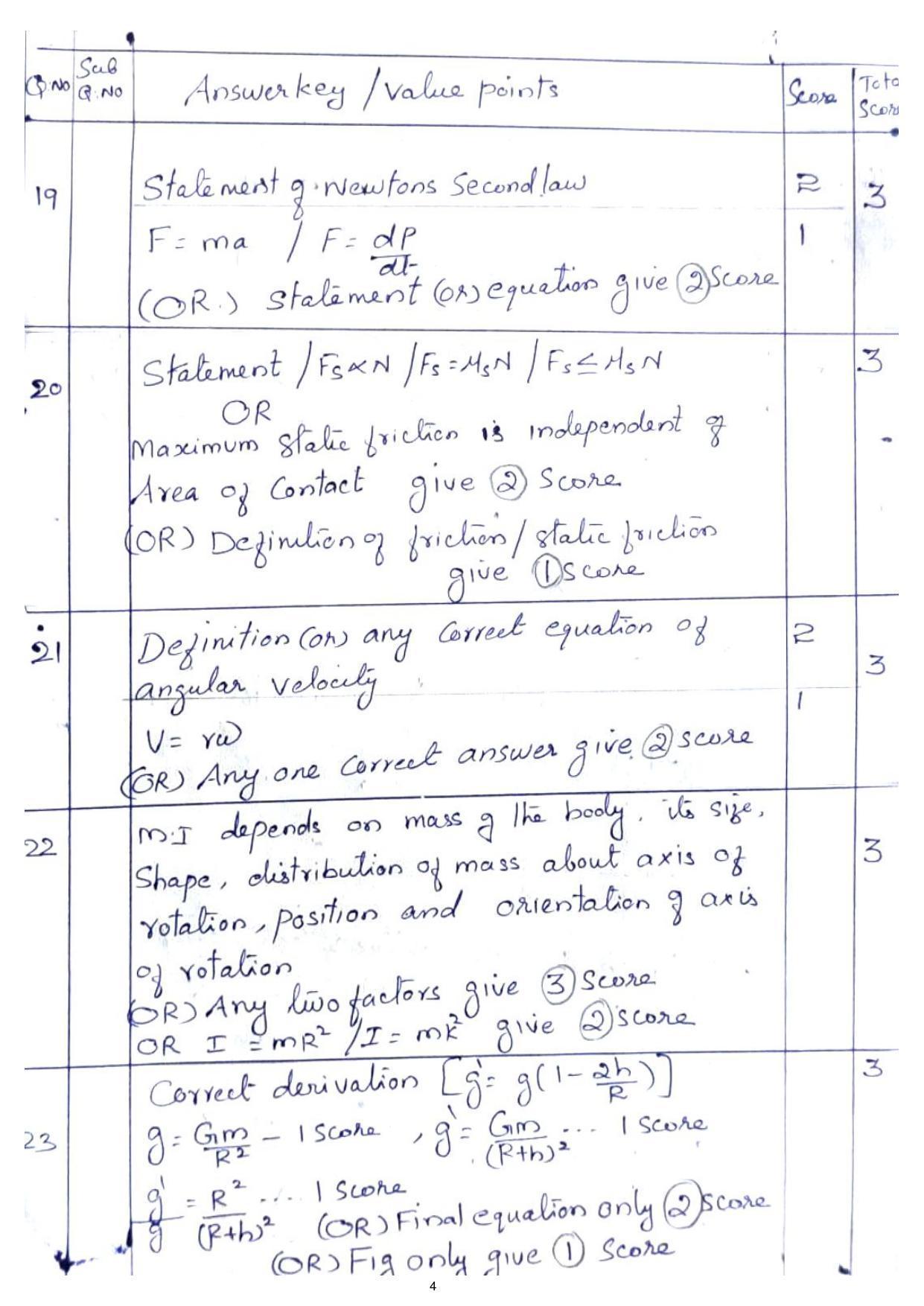Kerala Plus One (Class 11th) Physics Answer Key 2021 - Page 4