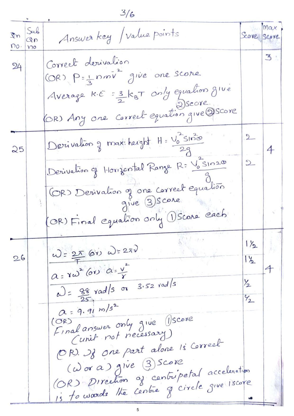Kerala Plus One (Class 11th) Physics Answer Key 2021 - Page 5