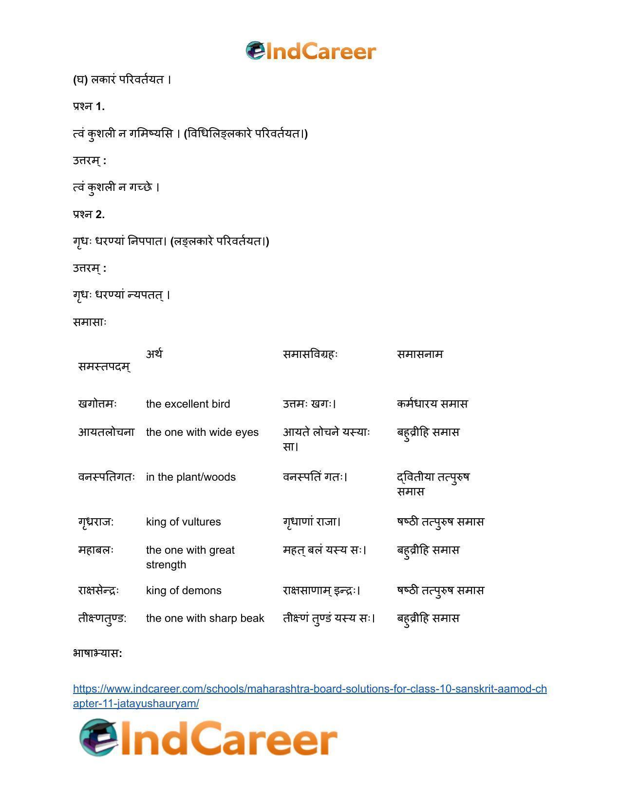 Maharashtra Board Solutions for Class 10- Sanskrit Aamod: Chapter 11- जटायुशौर्यम् - Page 15