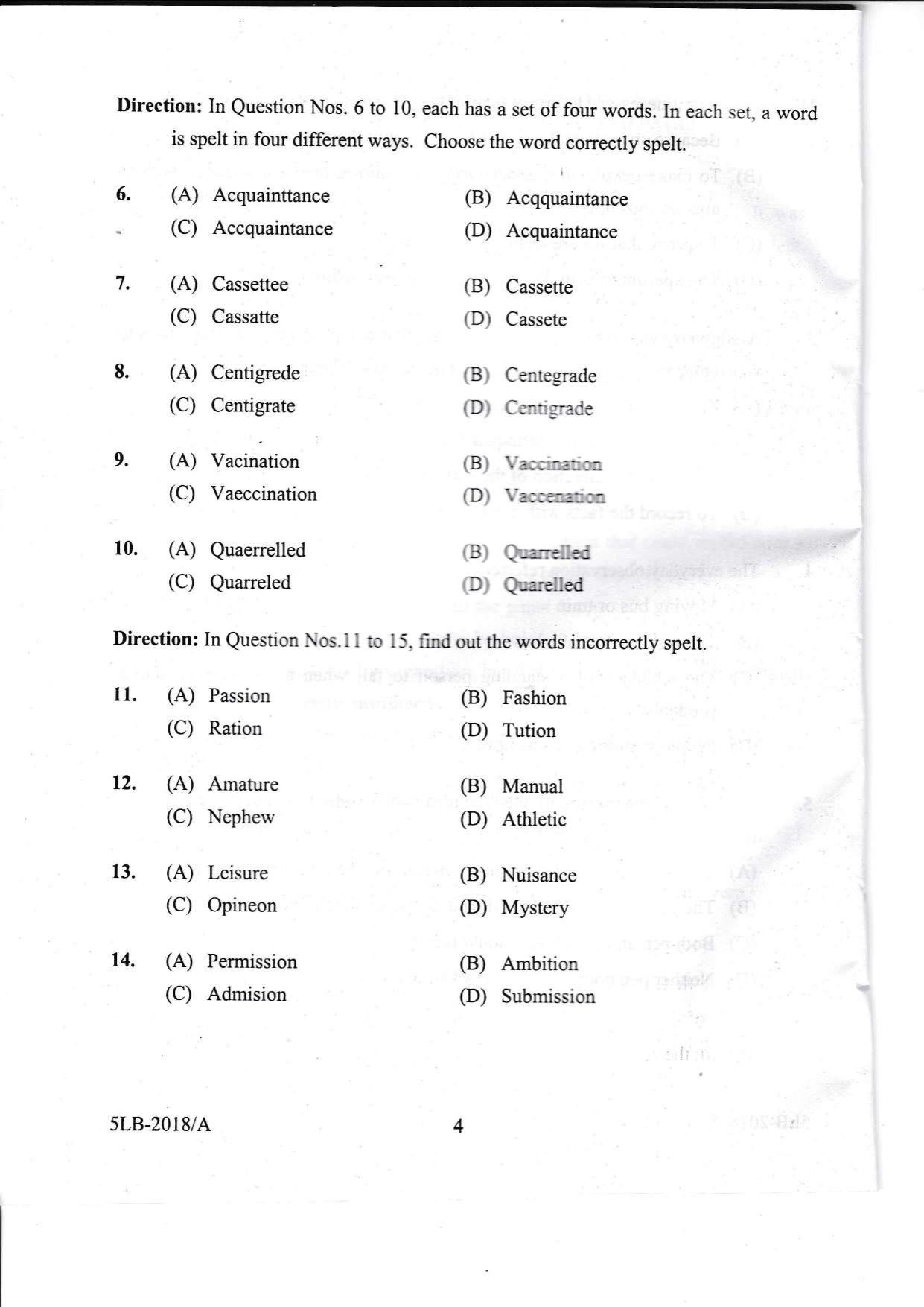 KLEE 5 Year LLB Exam 2018 Question Paper - Page 4