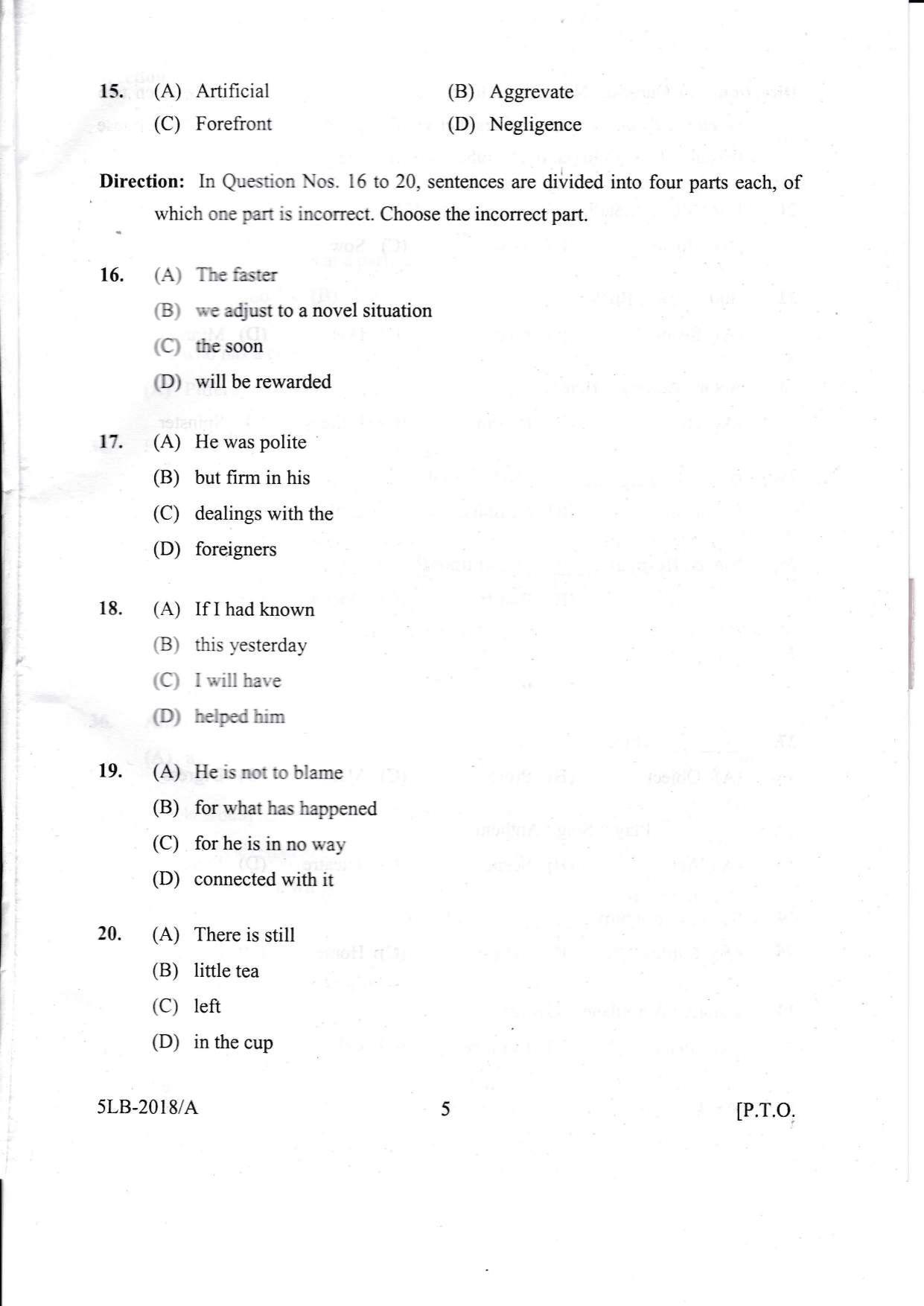 KLEE 5 Year LLB Exam 2018 Question Paper - Page 5