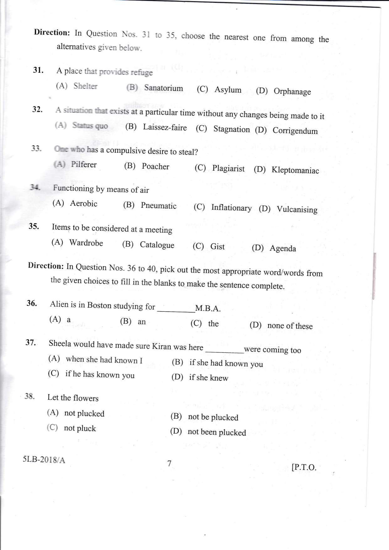 KLEE 5 Year LLB Exam 2018 Question Paper - Page 7