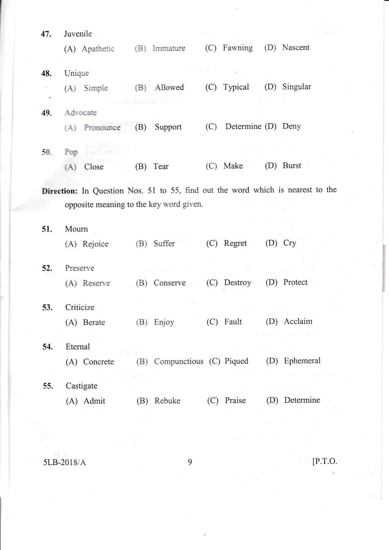 KLEE 5 Year LLB Exam 2018 Question Paper - Page 9