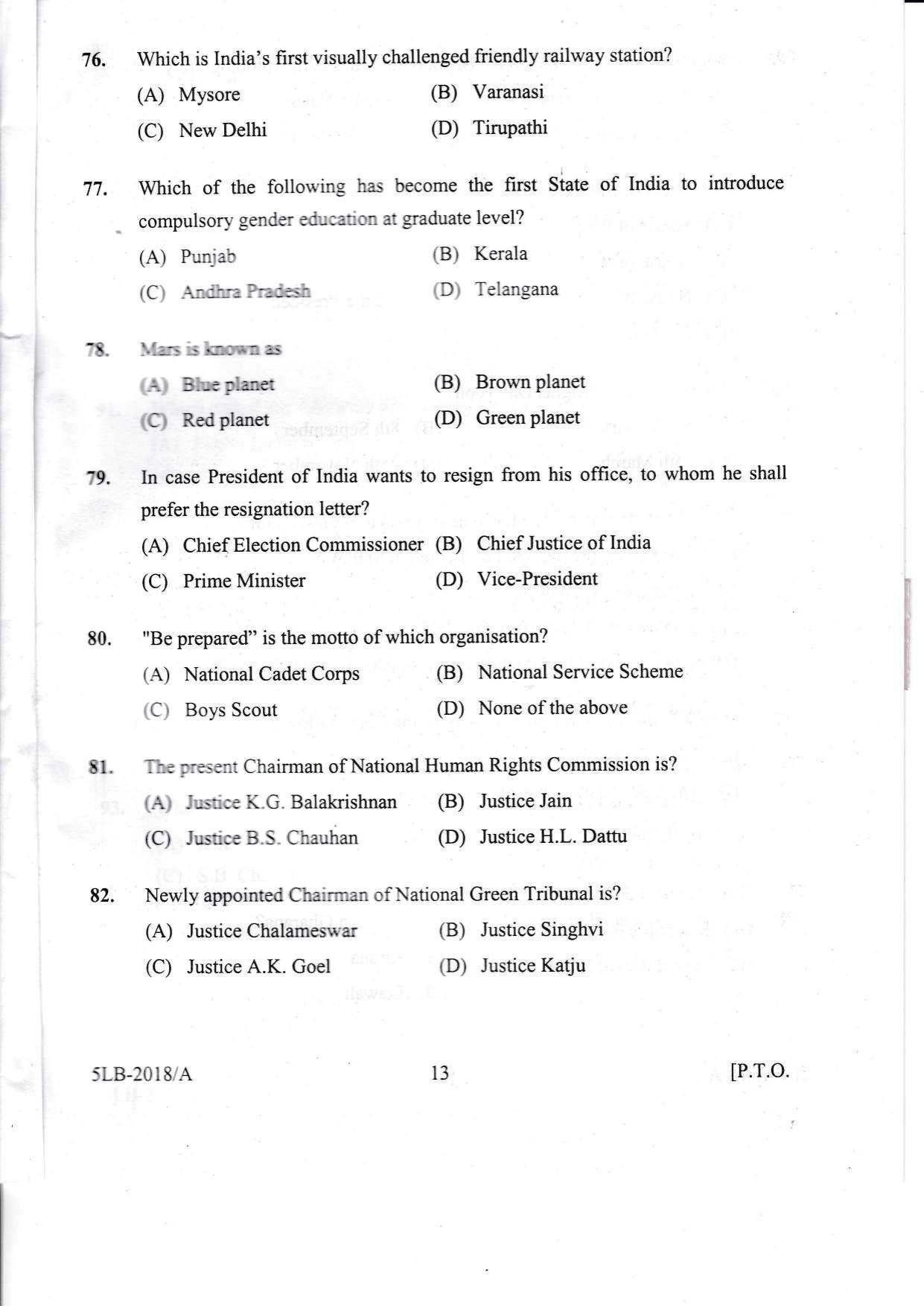 KLEE 5 Year LLB Exam 2018 Question Paper - Page 13